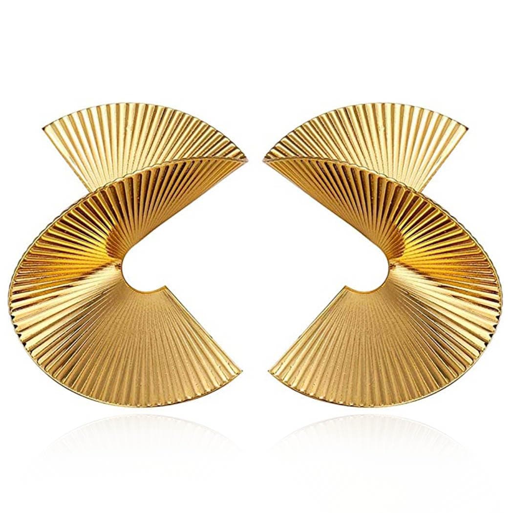 Gold Geometric Earrings Exaggerated Statement Earrings Punk Stylish Sectored Twisted Earring Jewelry for Women