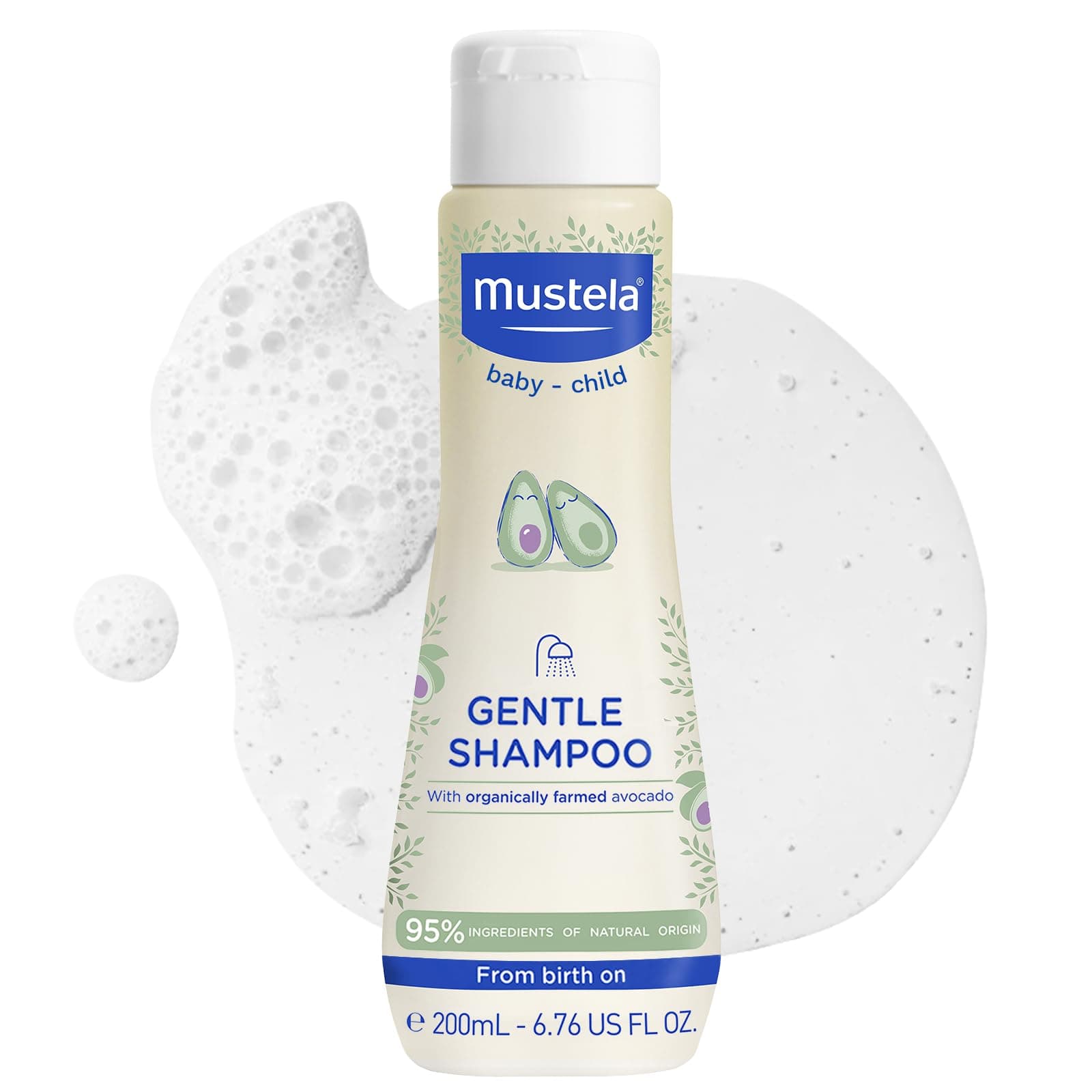 Baby Gentle Shampoo with Natural Avocado - Hair Care for Kids of all Ages & Hair Types - Tear-Free & Biodegradable Formula 200ml