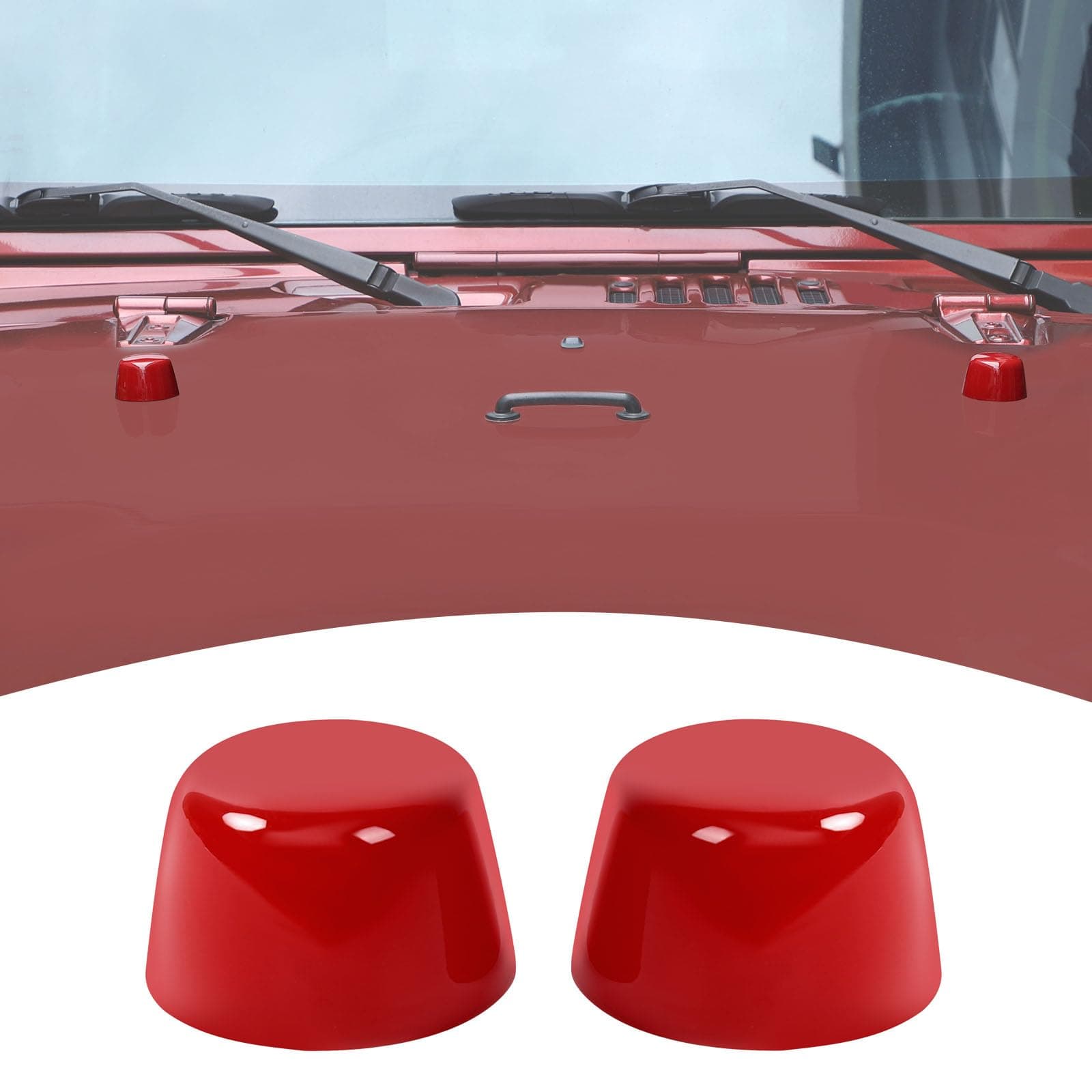 for Jeep JK Hood Rubber Bumper Stops Trim Cover for Jeep Wrangler JK JKU 2007-2017 Red Exterior Accessories 2pcs