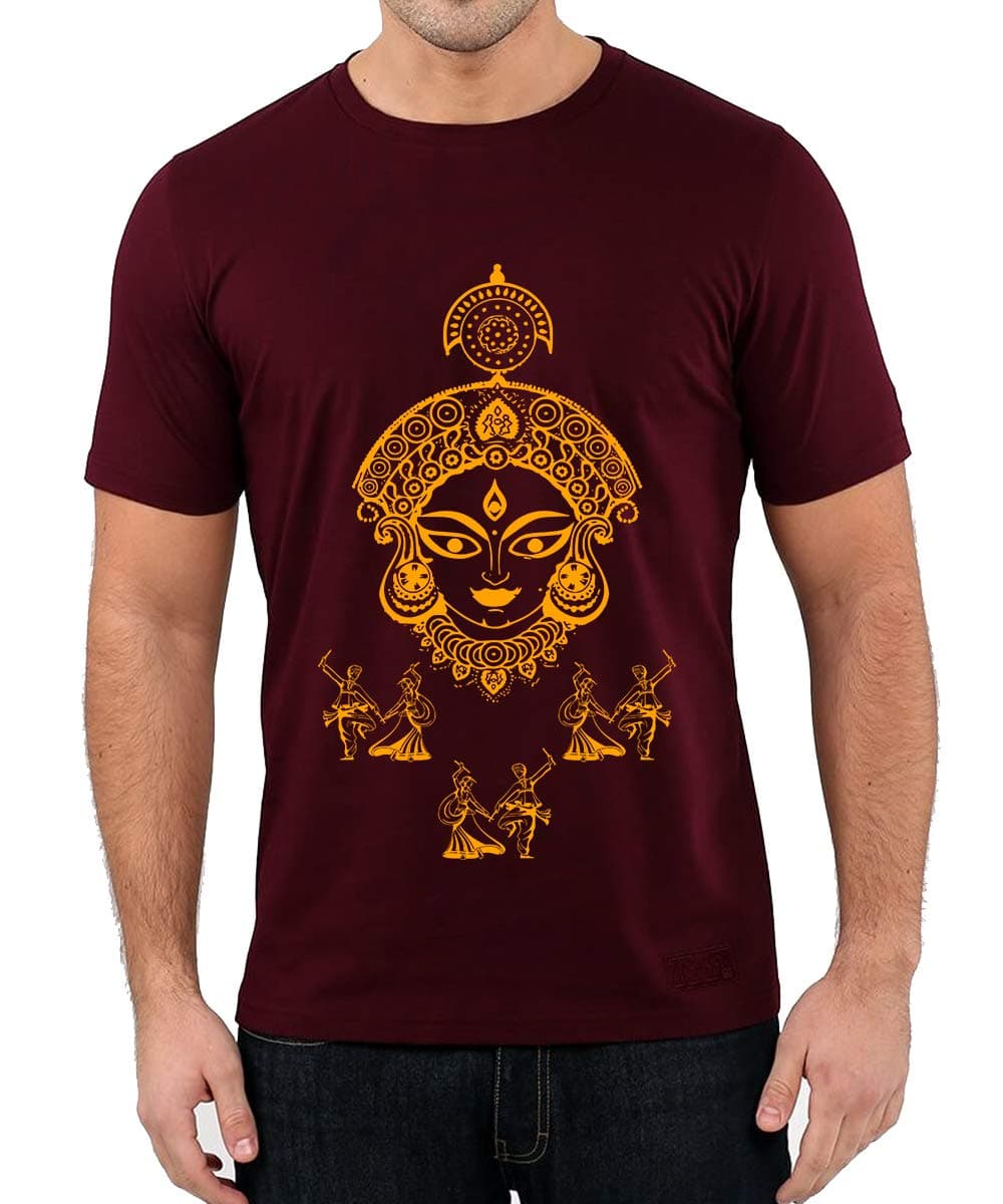 Caseria Men's Round Neck Cotton Half Sleeved T-Shirt with Printed Graphics - Shri Tantra Durga
