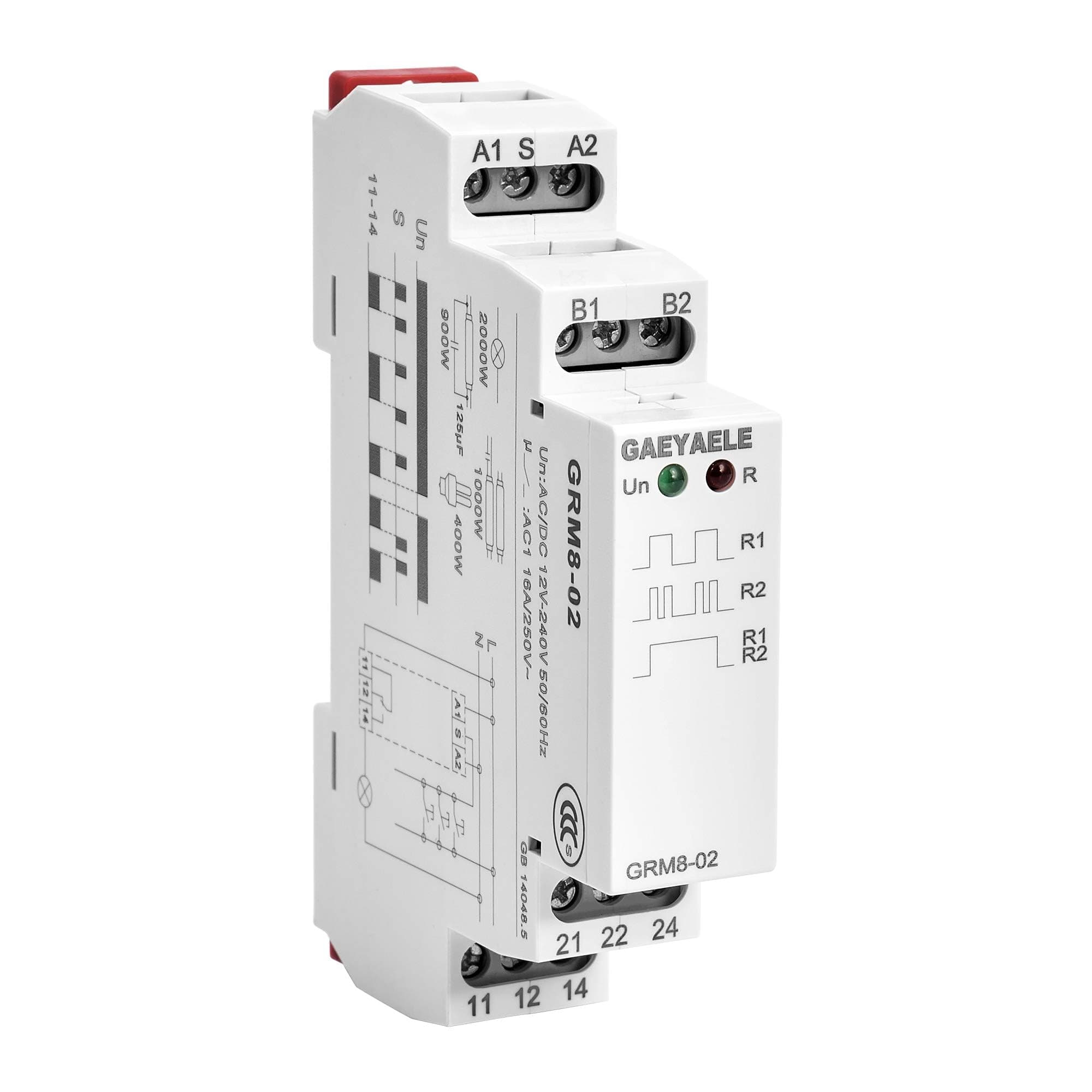 GRM8 Electronic Latching Relay Memory Relay Impulse Relay SPDT 16A Wide Range Voltage Din Rail Mounted(GRM8-02,AC/DC12V~240V)