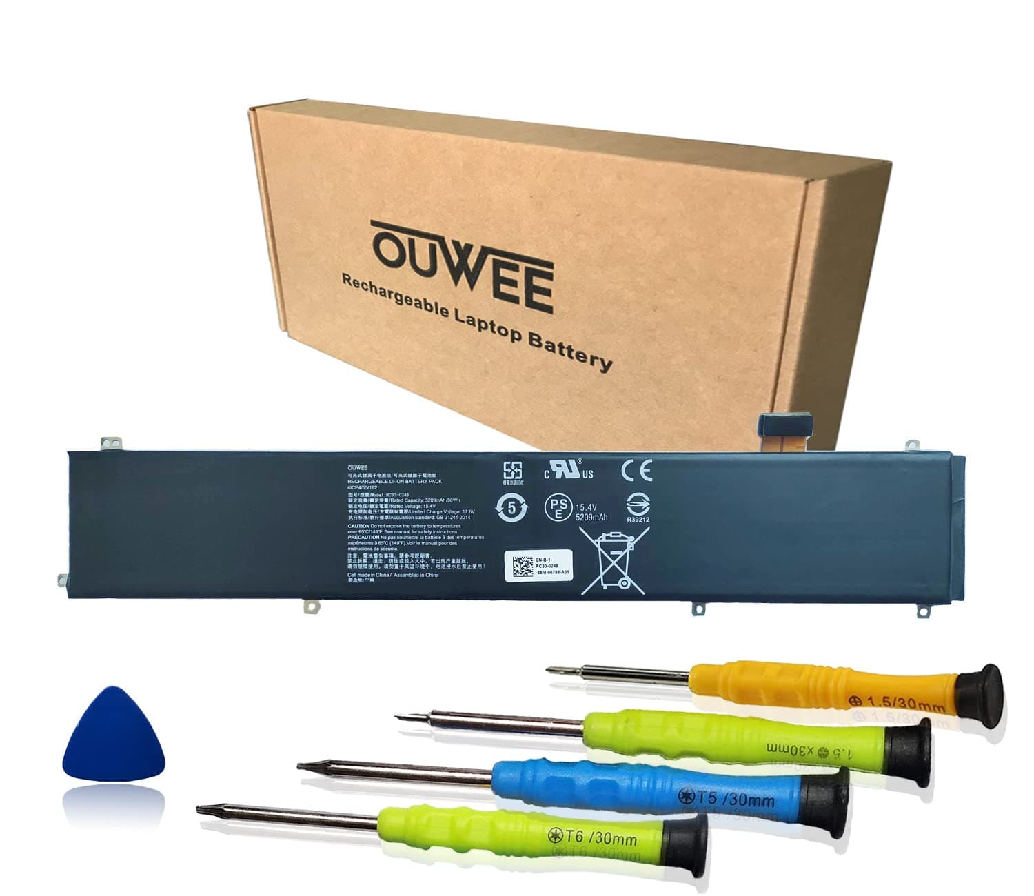 OUWEE RC30-0248 Laptop Battery Compatible with Razer Blade 15 Advanced 2018 2019(i7-8750H) RZ09-02385/02386/02486 RZ09-02886/02887/02888 RZ09-03017/03018 RZ09-03135 RZ09-03137/03138 Series 15.4V 80Wh