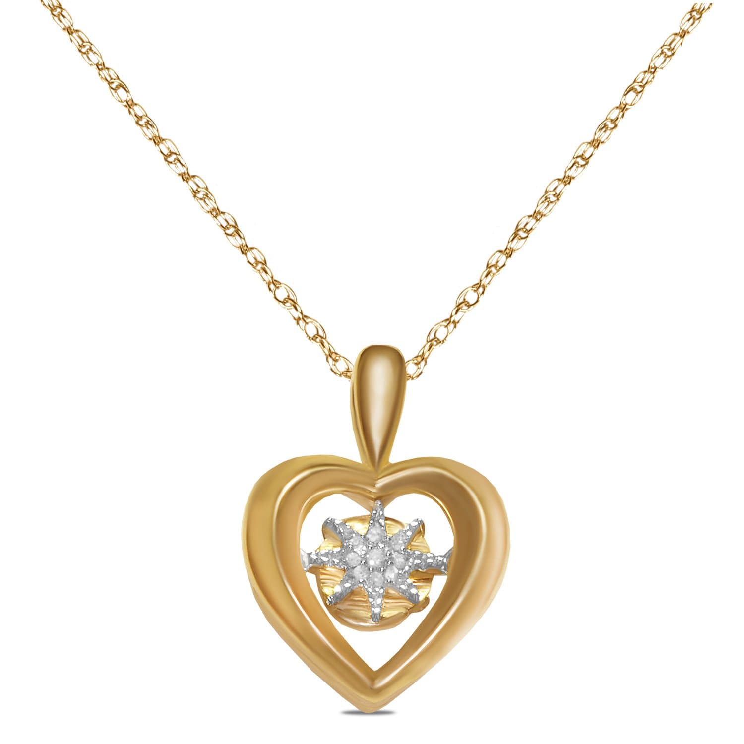 .05cttw Heart Dancing Diamond Pendant in 10k Yellow Gold withComplimentary18 Chain