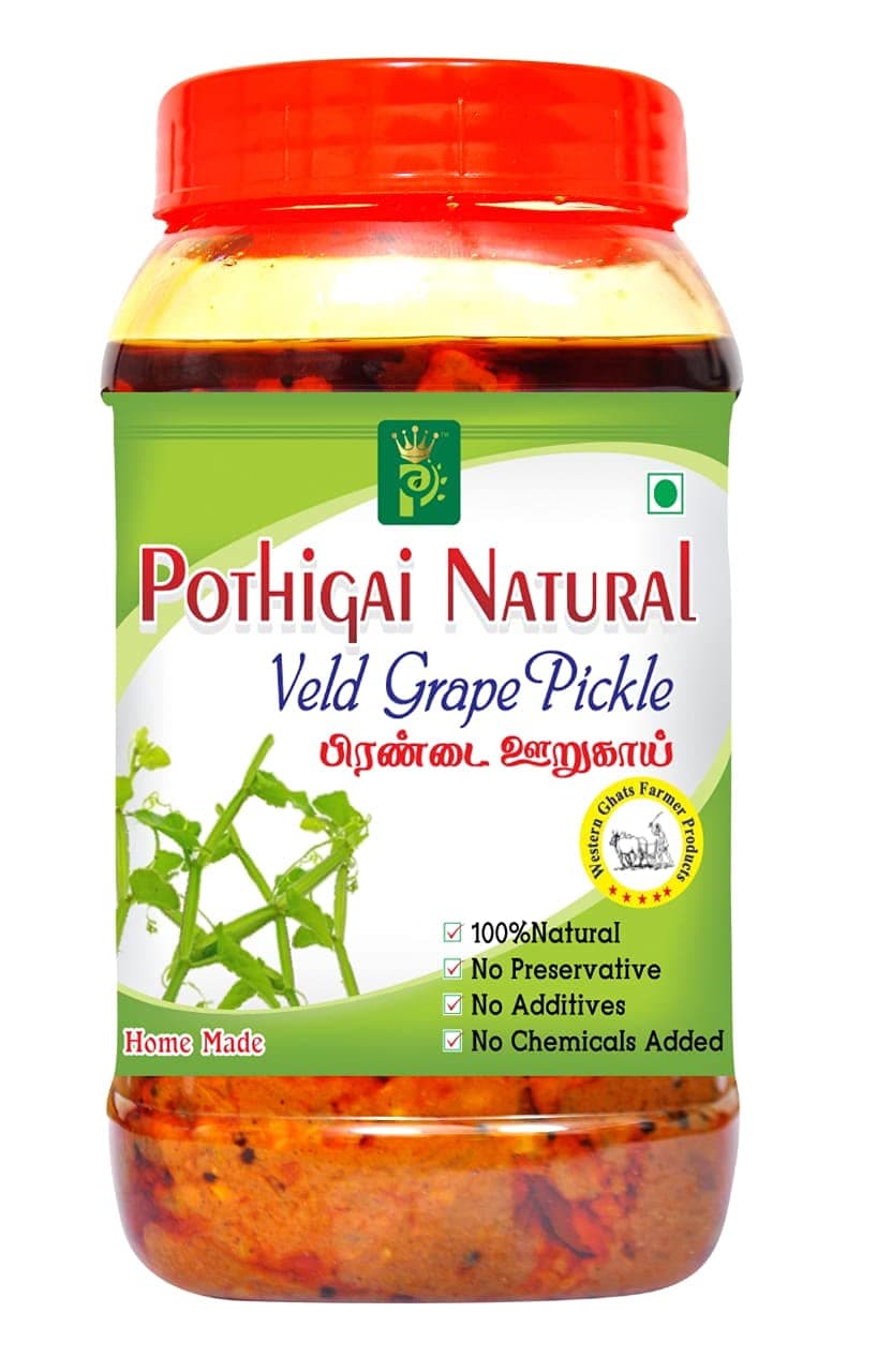 Pothigai Natural Veld Grape Pickle 250 g Pure Home Made Pickle / Made with Wooden Cold Pressed Gingelly Oil / No Preservatives/ 100% Natural (Pack of 1)
