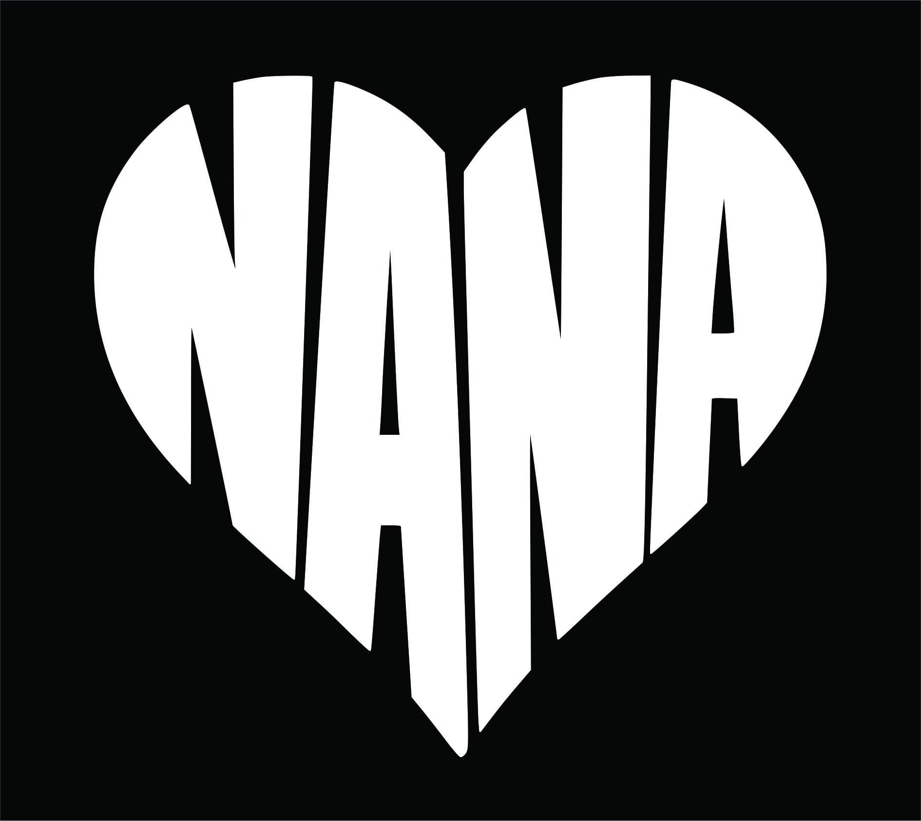 Nana Heart Decal/Sticker 5.0 (Color White) Cute for Windows,Cars,Trucks,LAPYOPS and More.
