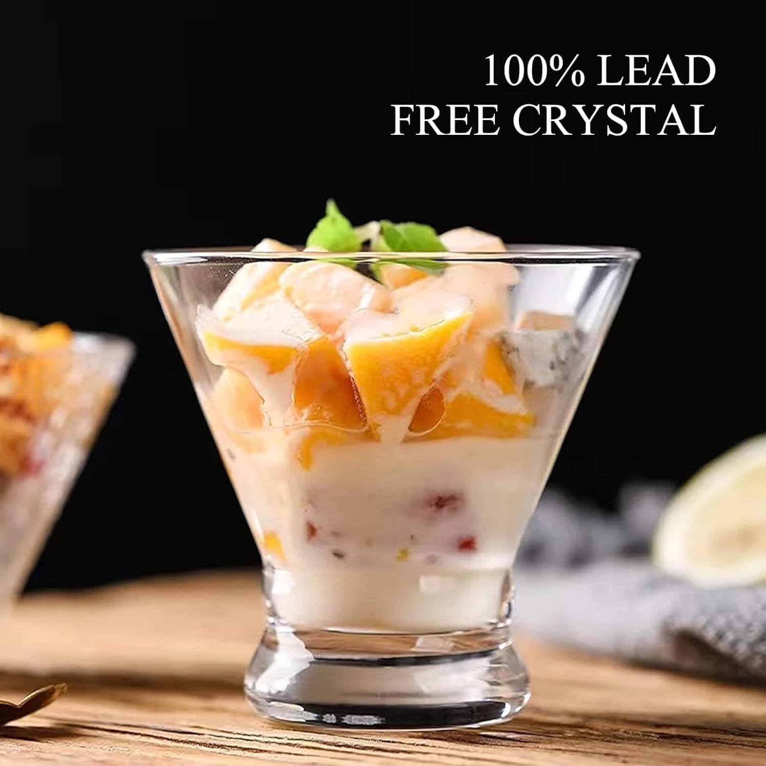 Qipecedm Martini Glasses Set of 4, Crystal Cocktail Glasses 8 Ounces, Hand Blown Stemless Martini Glasses for Bar, Martini, Cosmopolitan, Manhattan, Gimlet, Pisco Sour Brandy