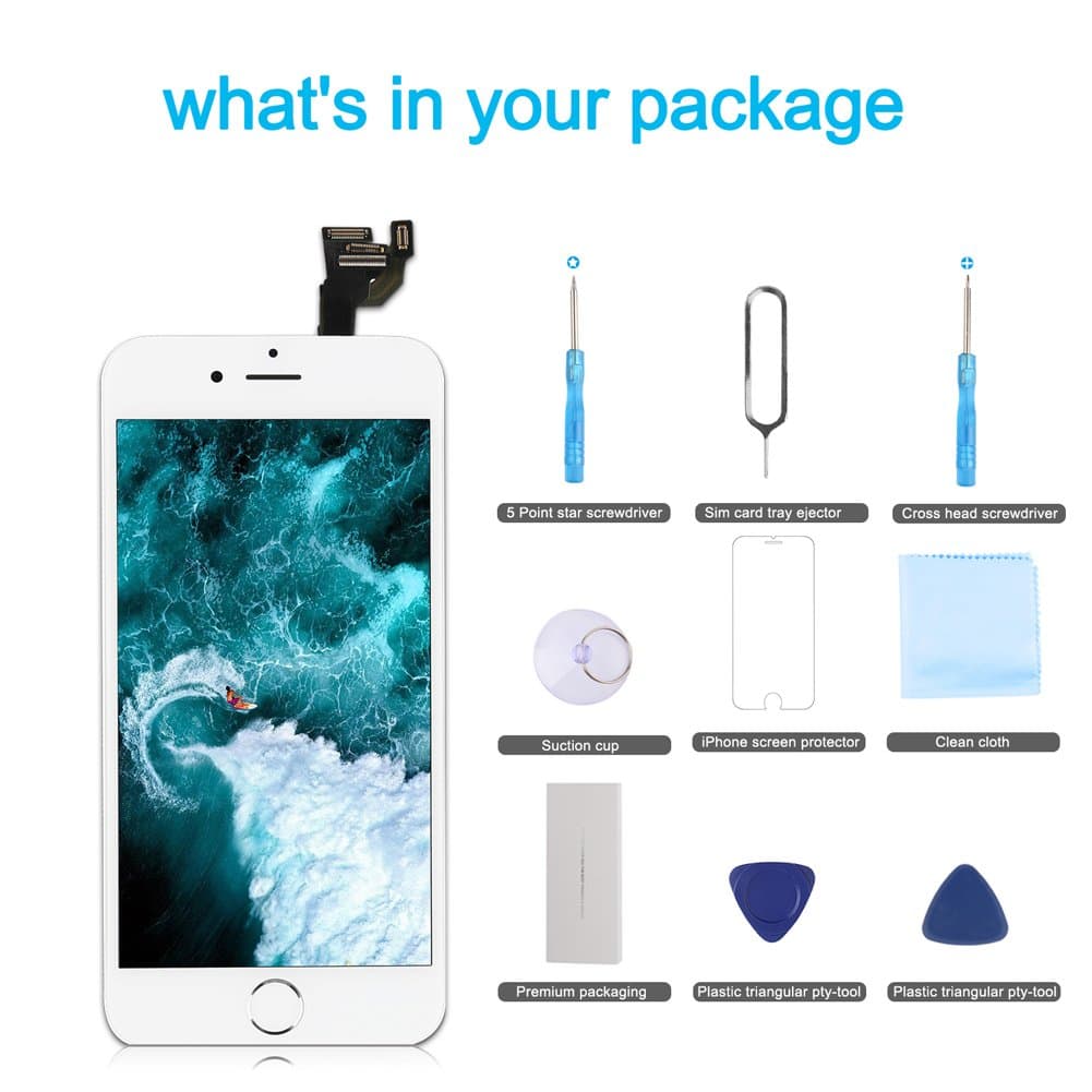 Screen Replacement for iphone 5S Black LCD Display 3D Touch Digitizer Frame Assembly Full Repair Kit, with Home Button, Proximity Sensor, Ear Speaker, Front Camera, Screen Protector, Repair Tools