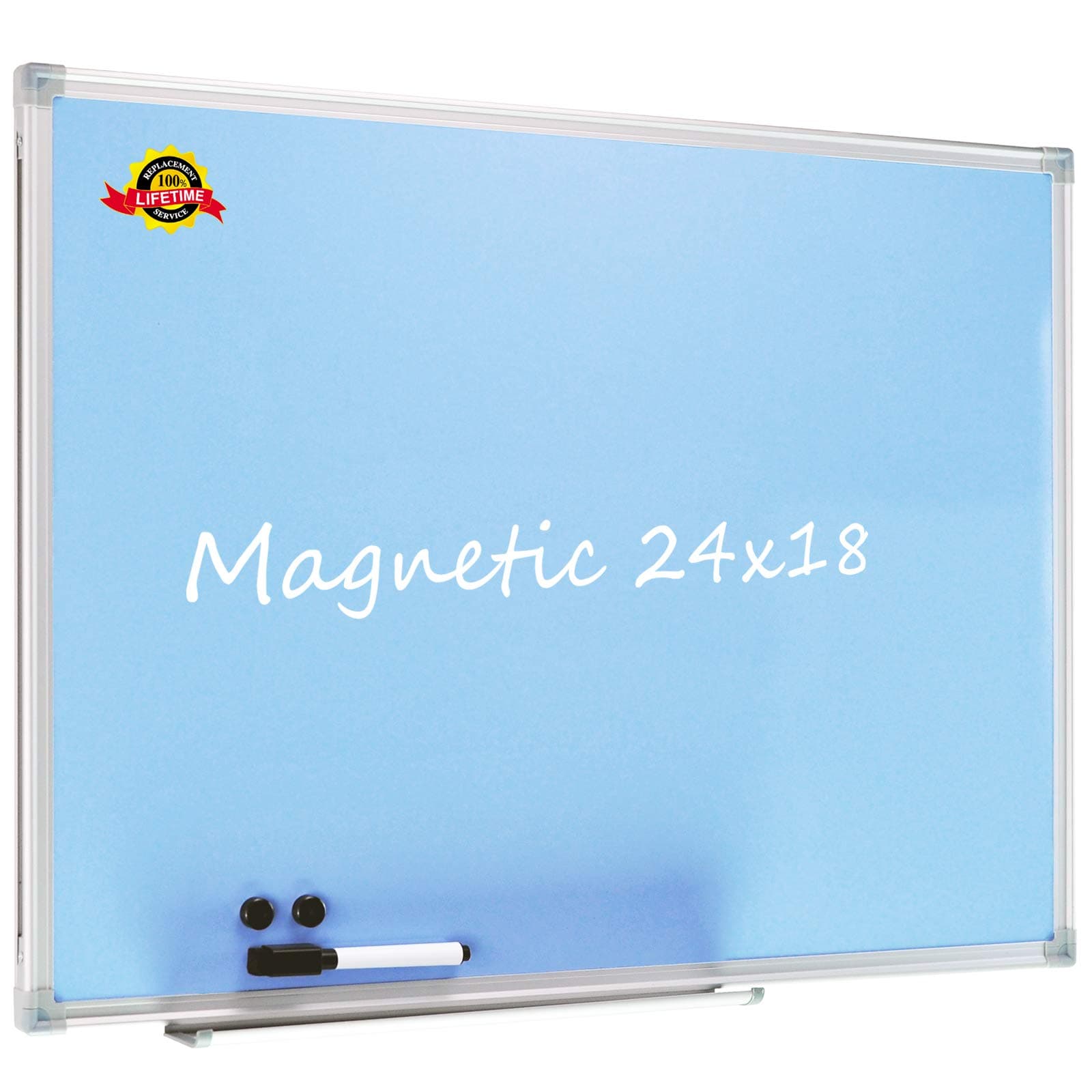 Lockways Magnetic Dry Erase White Board, Blue Color Surface Magnetic Whiteboard/White Board 24 x 18 Inch
