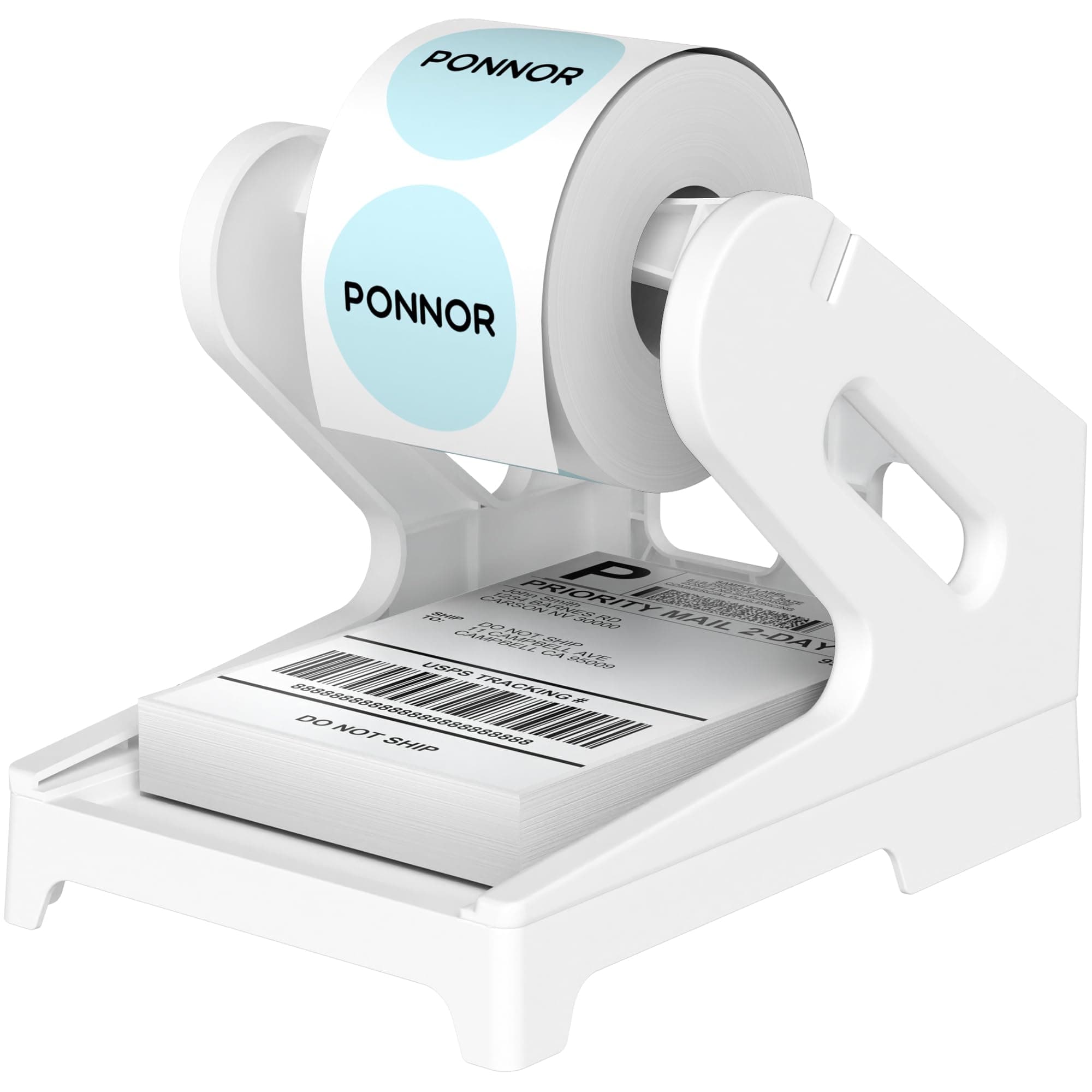 PONNOR Label Holder, Thermal Shipping Label Holder for Rolls and Fan-Fold Labels, Desktop Label Printer Accessory for Office, Home