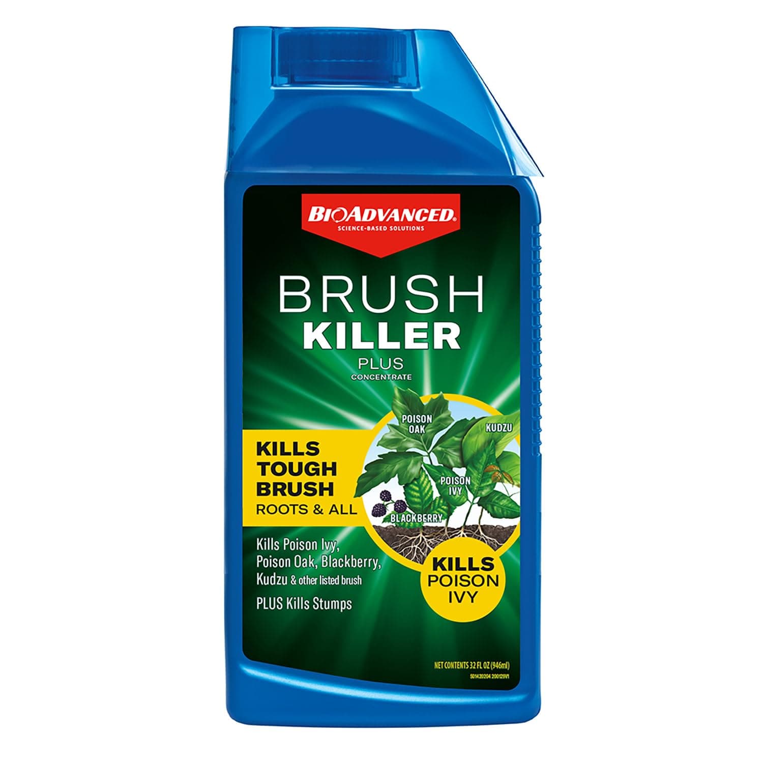 Brush Killer Plus Concentrate - Mix & Spray - Kills Tough Brush like Poison Ivy and Kudzu - Visible Results in 1-6 Weeks - Rainproof in 4 Hours - 32 fl oz Bottle