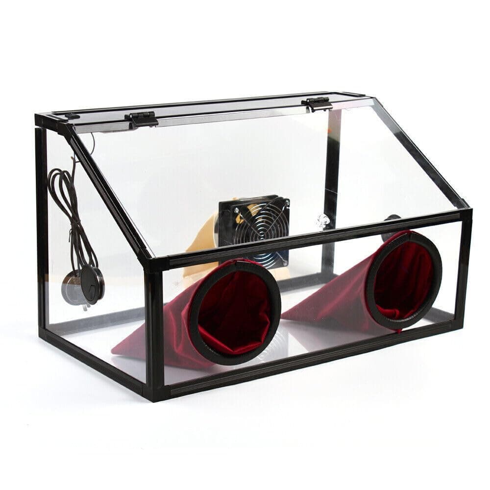 110V Fully Enclosed Dust Box, 30W Acrylic Grinding Table Polisher Dust Cover, 3MM Electric Grinding Table Polisher Dust Box With LED Light And Fan For Table Polisher(58x 35x 35cm)