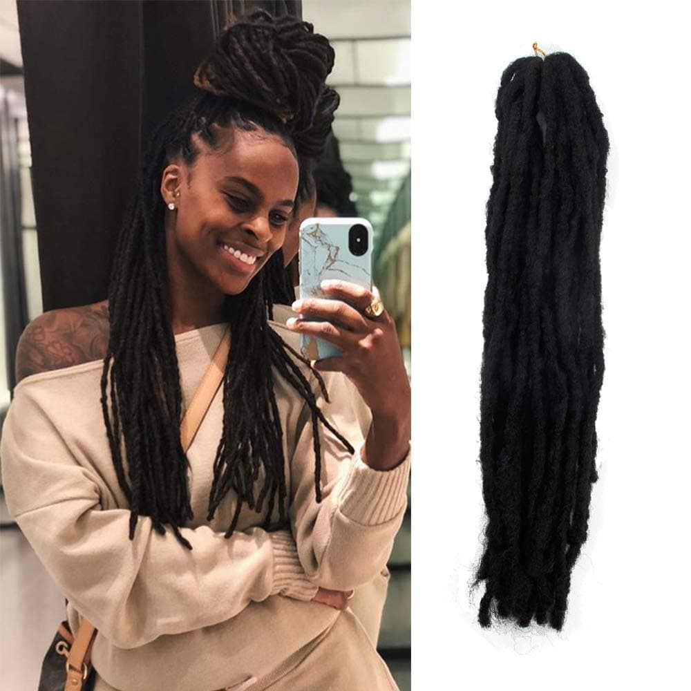 Black Handmade Dreadlocks Extensions Reggae Hair Faux Locs Crochet Braiding Hair For Women/Men
