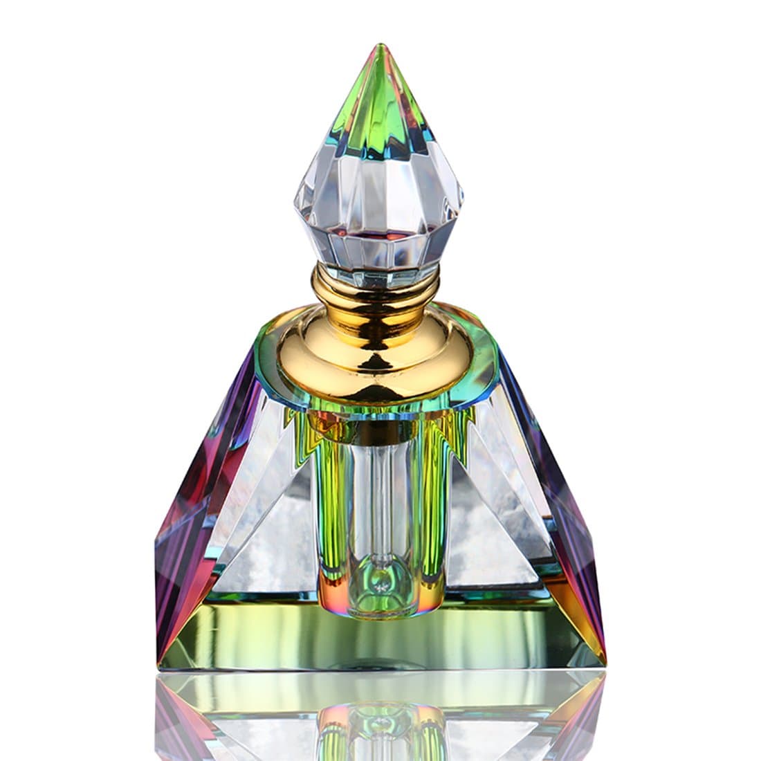 H&D HYALINE & DORA Vintage Egyptian Perfume bottle Decor Refillable Mini Empty Potions Glass 3ML (Rectangular pyramid)