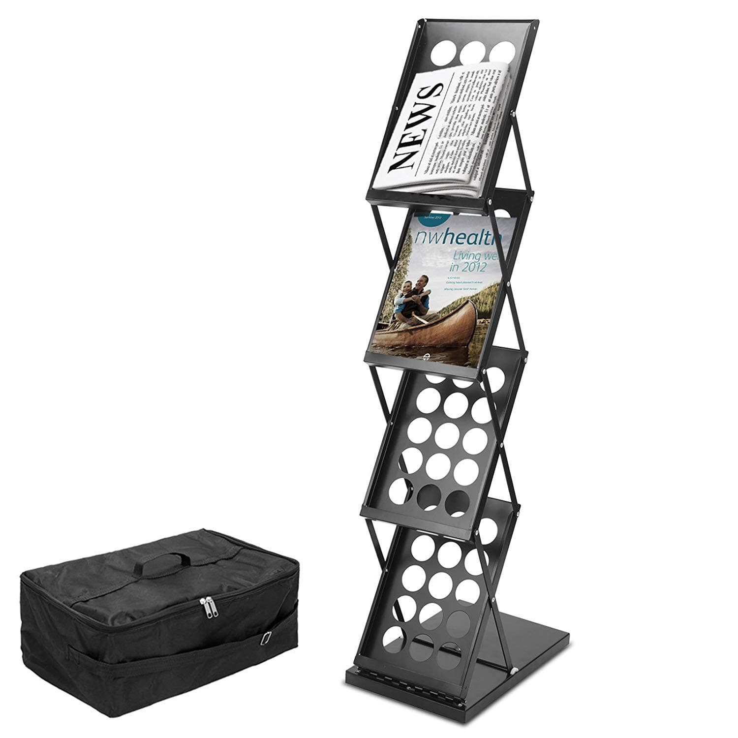 Brandway A4 Metal Floor Standing Brochure Catalog Magazine Holder Rack Displa...