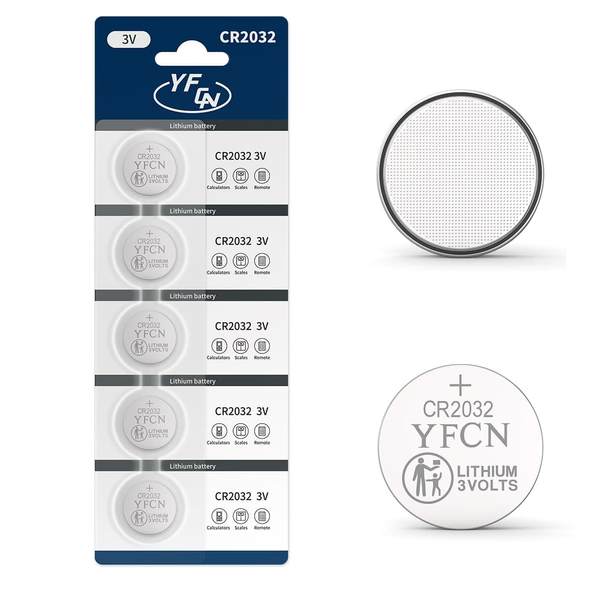 CR2032 Battery 3V Lithium Batteries 5 Count Pack CR2032 Batteries - CR 2032 Coin Cell Battery for AirTag, Key Fob, Remotes- 10 Years Shelf Life