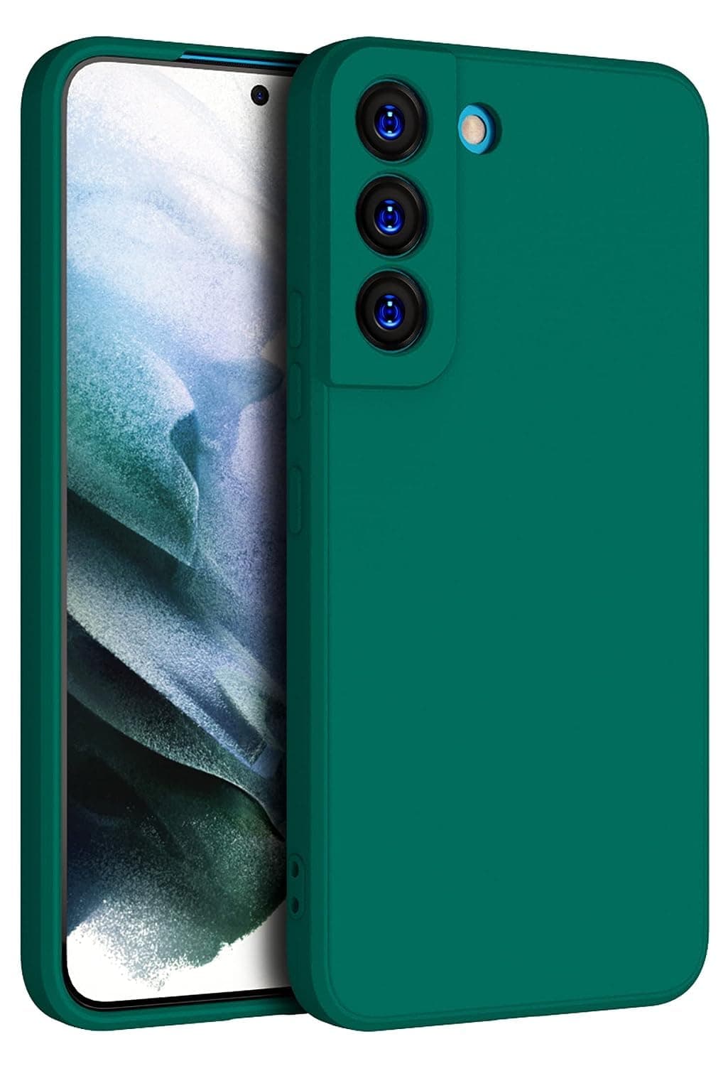 Zubitech Case for Samsung Galaxy S22 Soft Silicone Gel Rubber Cover Shockproof Matte Finish Back Cover Inner Fabric Lining with Camera Protection Case (Samsung Galaxy S22, Green)