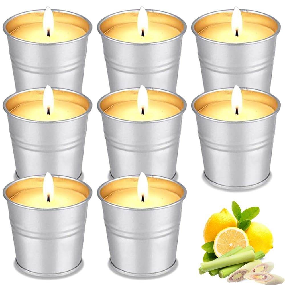 Citronella Candles Outdoor, 8pcs 120 Hrs Burning Natural Soy Wax Citronella Garden Candle Set 20oz Citronella Scented Candle Gifts for Home Patio Yard Balcony Camping BBQ Summer Essentials