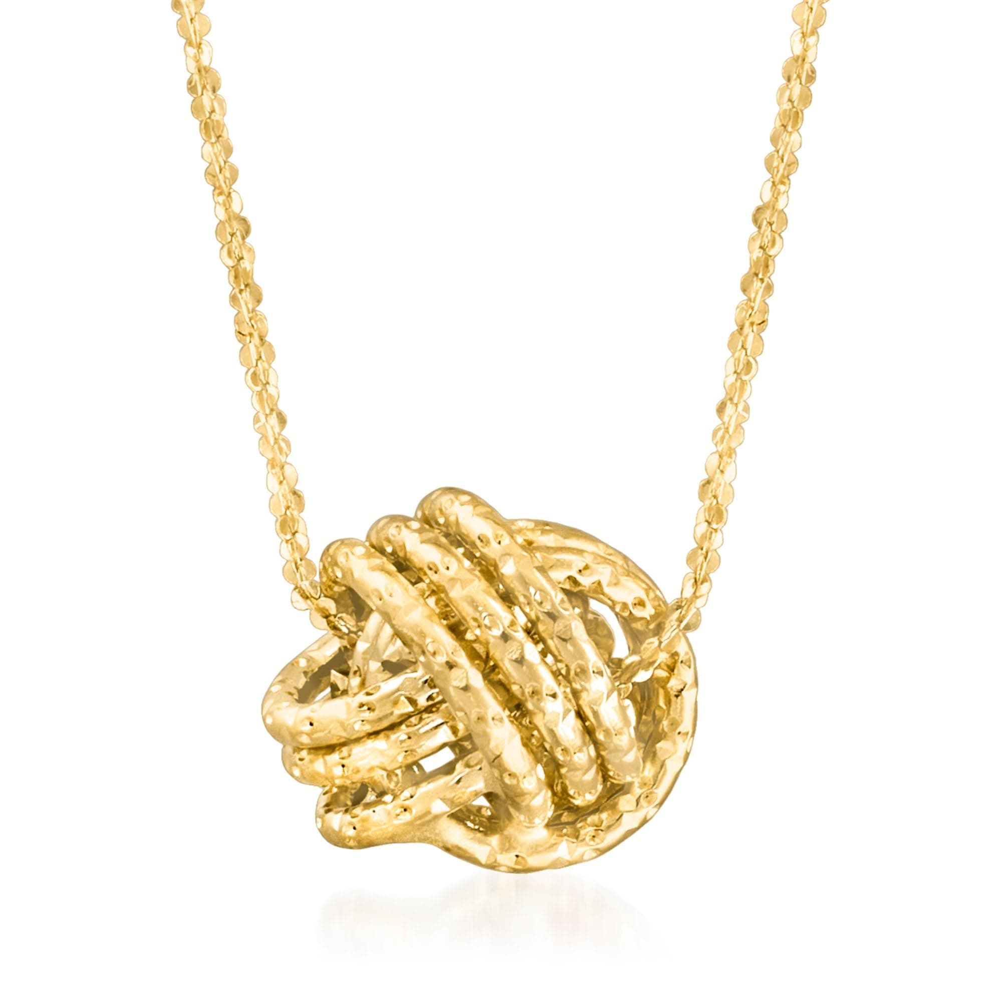 0.8mm Italian 14kt Yellow Gold Textured Love Knot Necklace, Necklace for Women, Gold Jewelry, Christmas, Birthday Gift