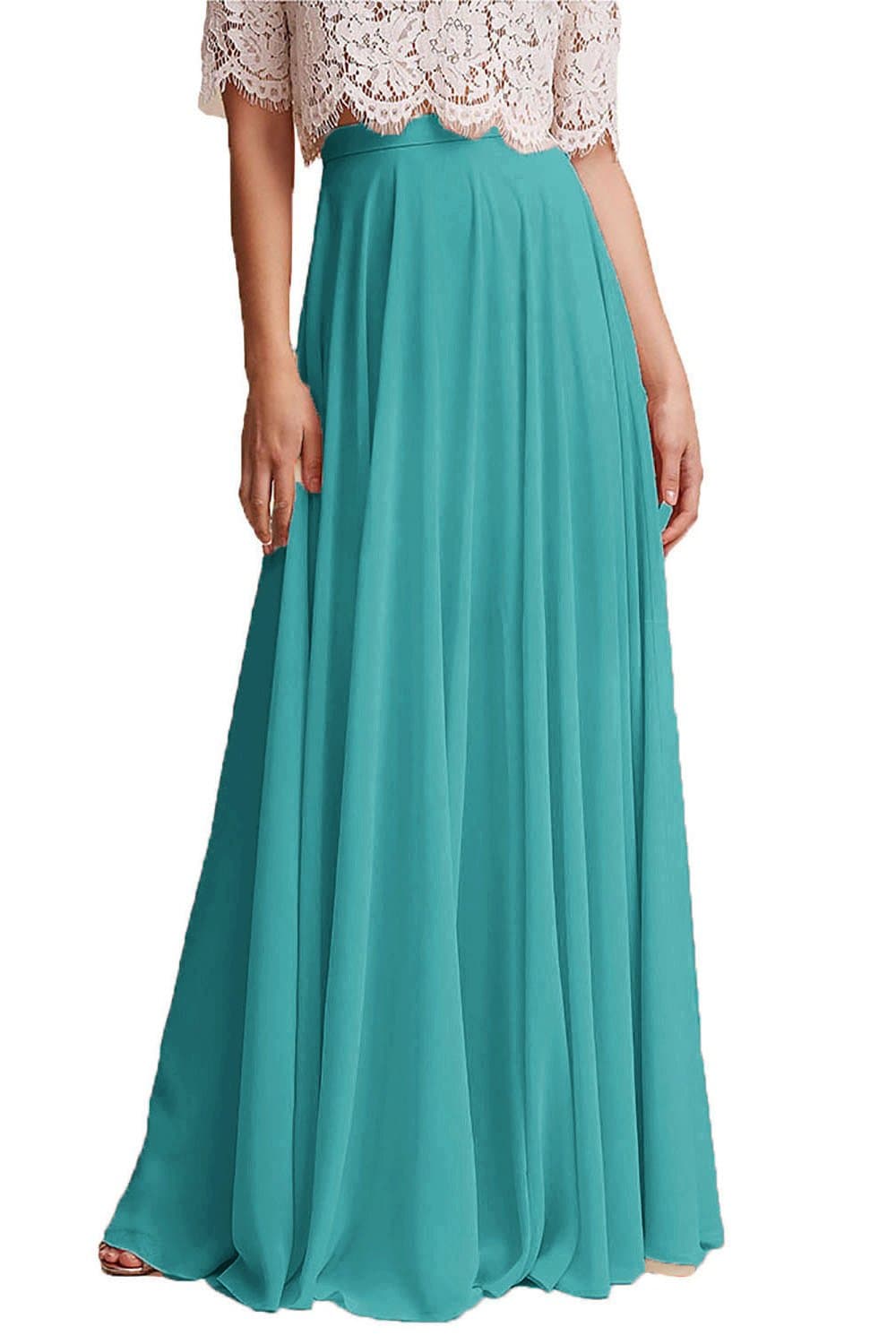 honey qiao Long Chiffon Skirts Maxi Bridal Dresses Women Floor Length High Waist Bridesmaid Skirts