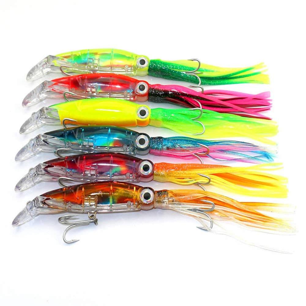 6pcs/Lot 40g/14cm Fishing Hard Squid Skirts Octopus Lure Trolling Fishing Baits Lures Set Tackle Hooks