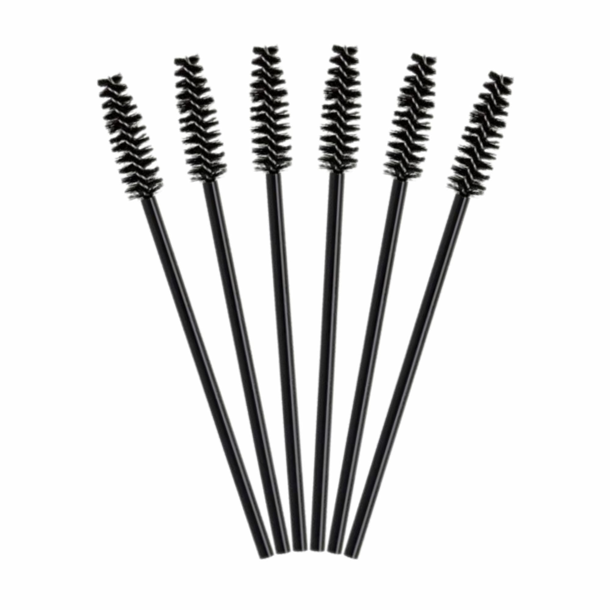 Eyelash mini Brush Eyebrow Brushes Disposable Spoolies Mascara Wands Spoolie Set Eyebrows Cleaning Spooly False Eyelashes Extensions Brow Hair Comb Eye Lash Castor Oil Applicator Black (Pack of 6)