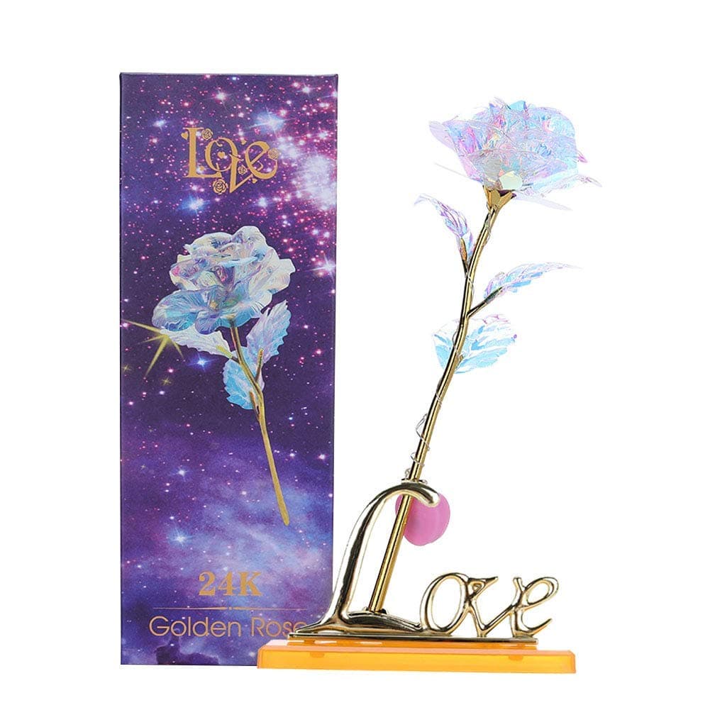 Lgraka Radiant Everlasting Crystal Gold Rose, Artificial Colorful Rose Flower Unique Romantic Gift for Valentine's Day,Anniversary,Mother's Day, Birthday Gift
