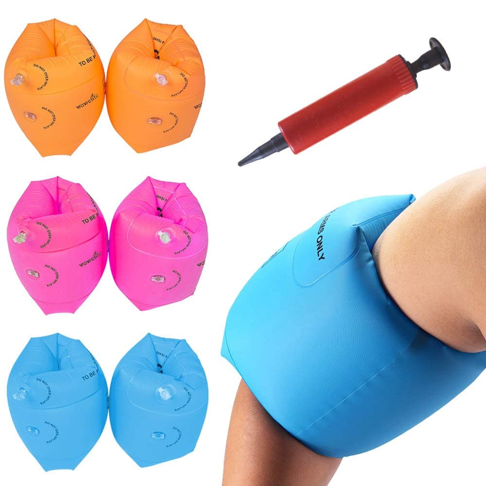 6 Pack Kids & Adult Swimming Arm Float Rings, PVC Inflatable Swim Arm Bands Sleeves