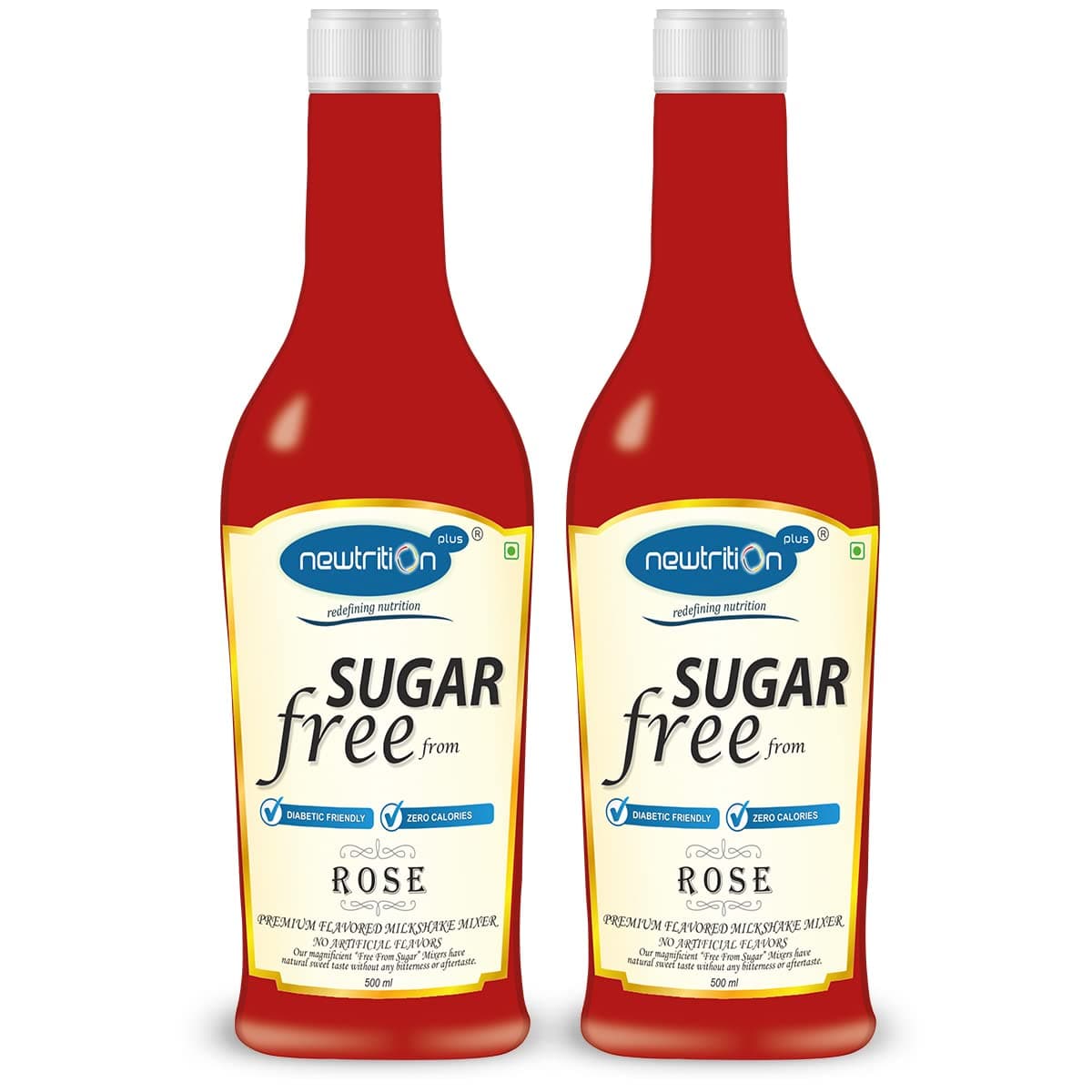 Newtrition Plus Redefining Nutrition Sugar Free Rose Milkshake Mixer Syrup (Pack of 2) | Sugar Free | Zero Calories | Zero Carbs | Vegan | Gluten Free