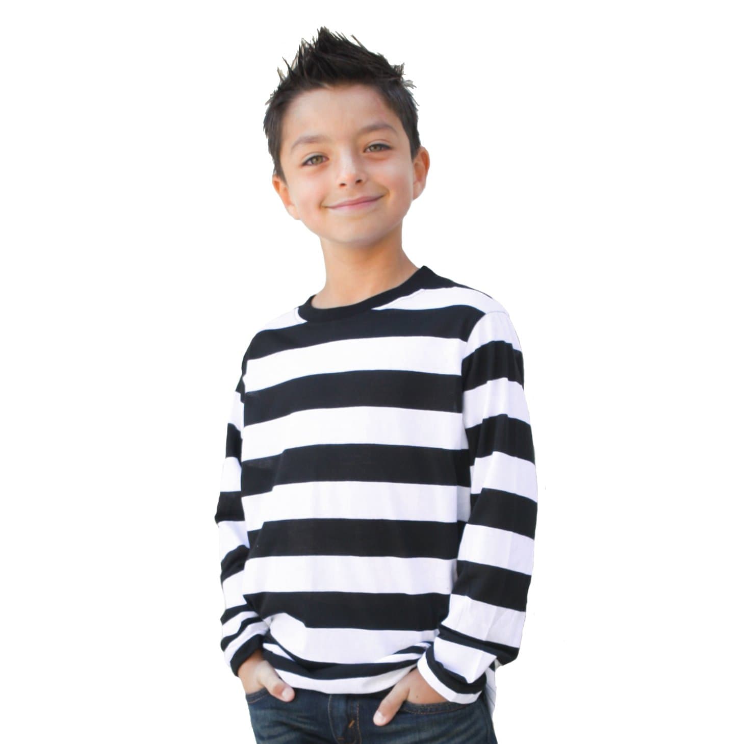 Largemouth Child/Teen Long Sleeve Striped Shirt Black and Grey