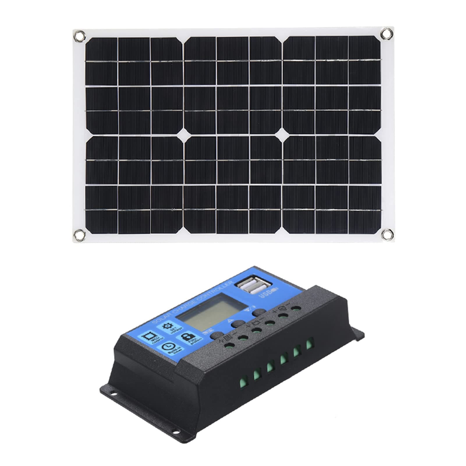 Solar Panel,Fadawe 50W Dc 5V/18V Dual Output Solar Panel With 2 Usb Ports & Car Ip65 Water Resistance/Solar Controller Pwmligent Regulator