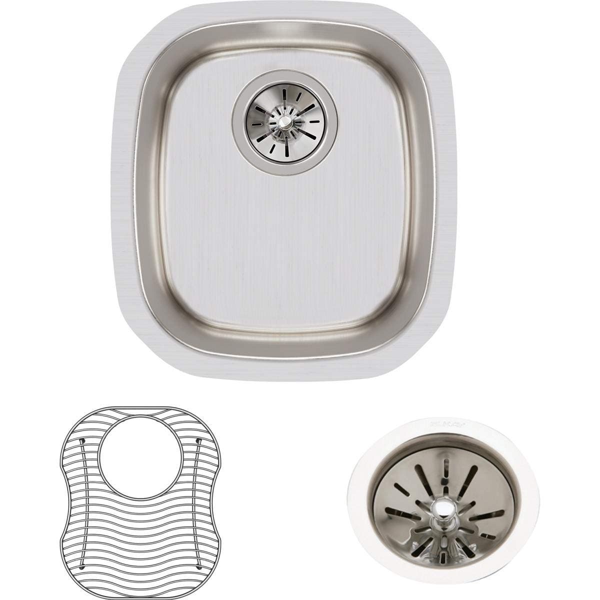 Elkay Lustertone ELUH1113DBG Single Bowl Undermount Stainless Steel Sink Kit
