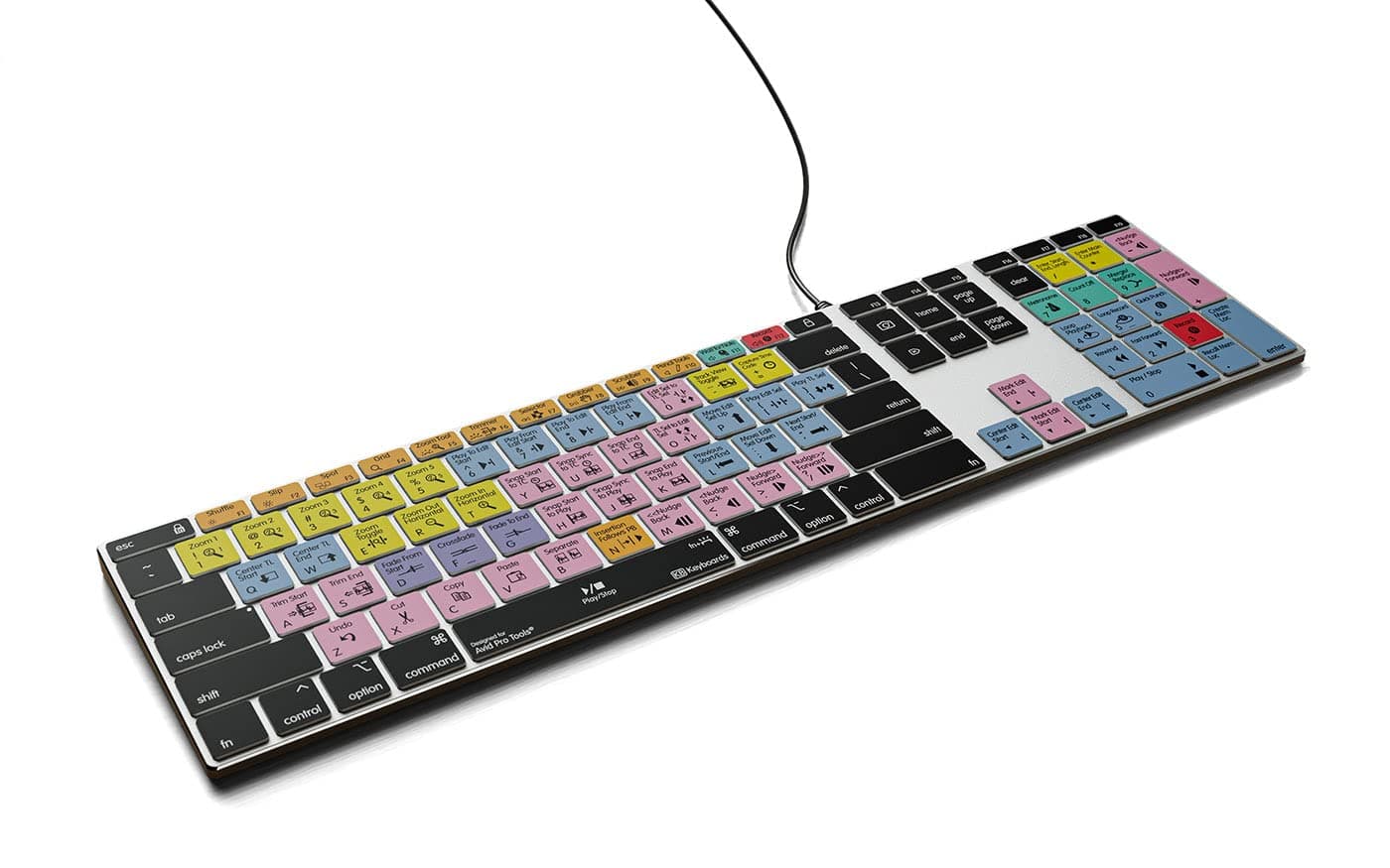Pro Tools Backlit Pro Aluminum Keyboard - macOS US Layout - Avid Shortcut Keypad with Color-Coded Hotkeys & USB-A Wired Connectivity for Music Editing & MacBook Pro Logic Pro X Users