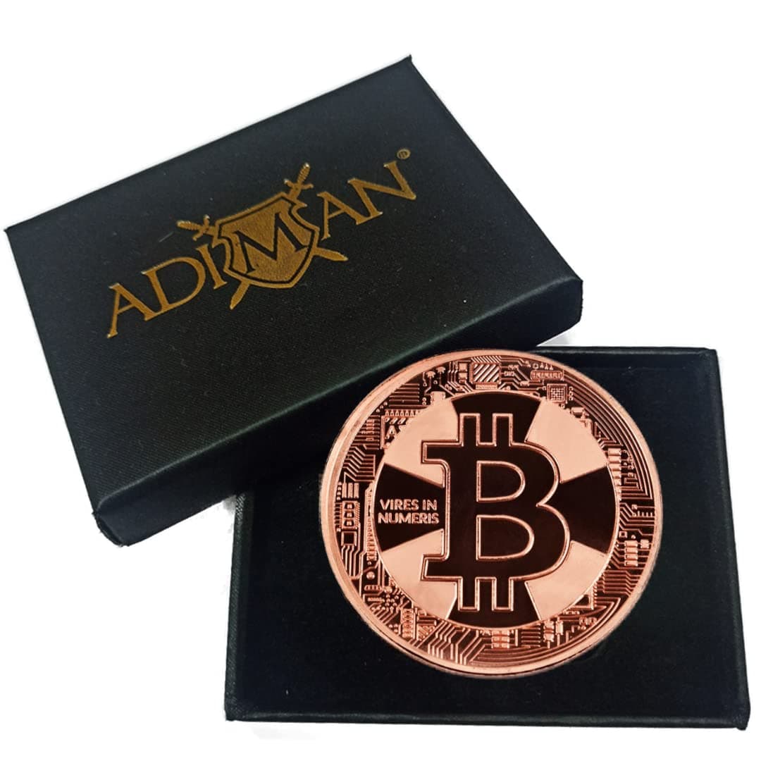 Adiman Bitcoin Metal Coin 29 Grams 1 Oz Thick Heavy Rosegold Copper Cryptocurrency Physical Coin
