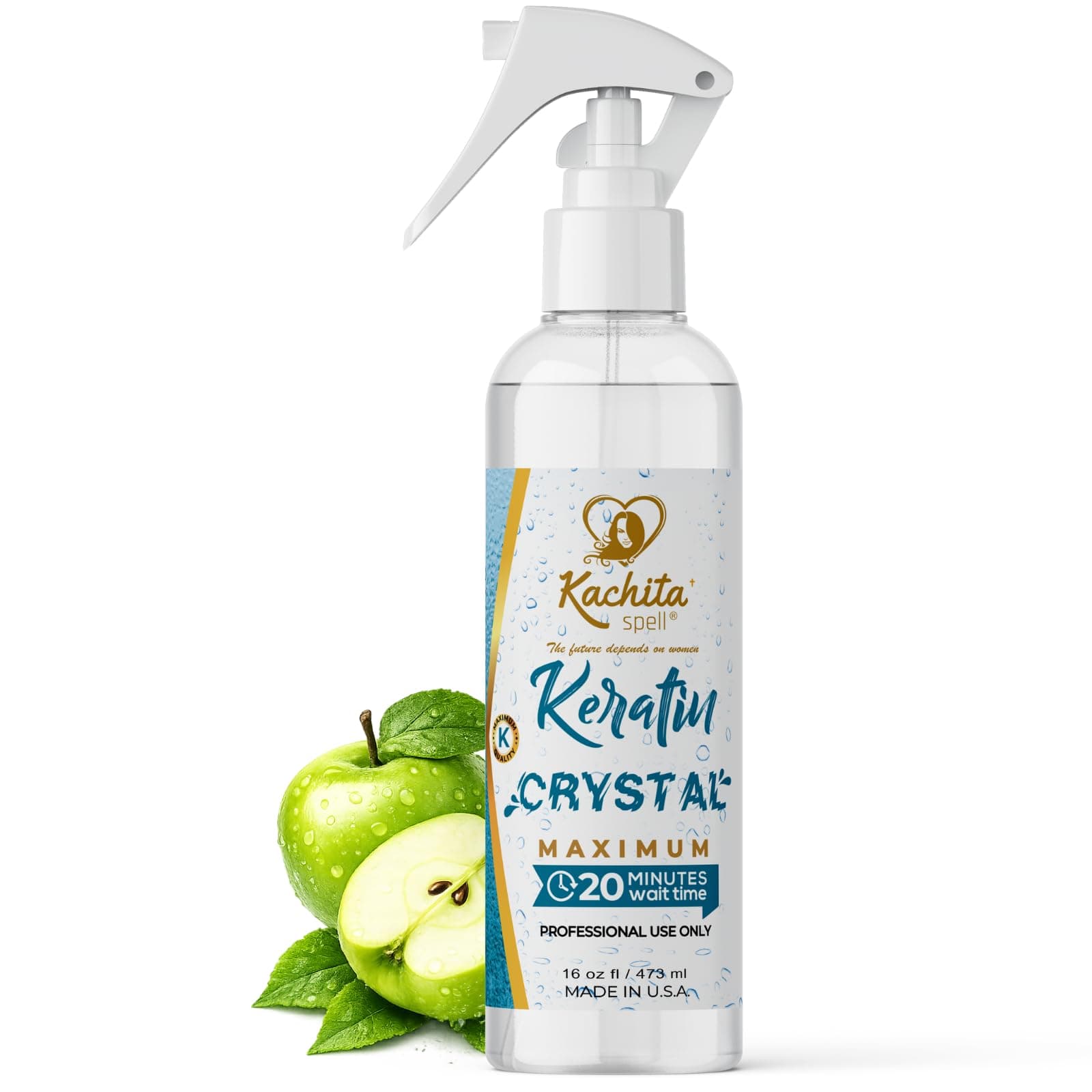 Keratin Crystal Maximum 20-Minute Express Keratin Hair Straightening Treatment Spray for Long Lasting Blowouts, Home & Professional Use, Keratina / Queratina en Spray, 16 fl oz