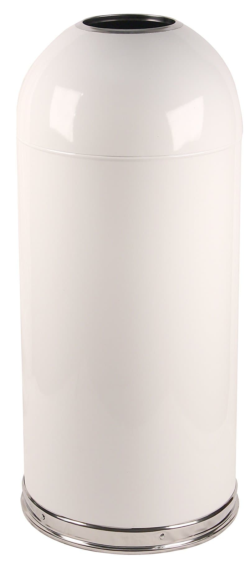 415DTWH Steel 15-Gallon Standard Open Top Indoor Waste Receptacle with Galvanized Liner, Round, 15" Diameter x 35" Height, White