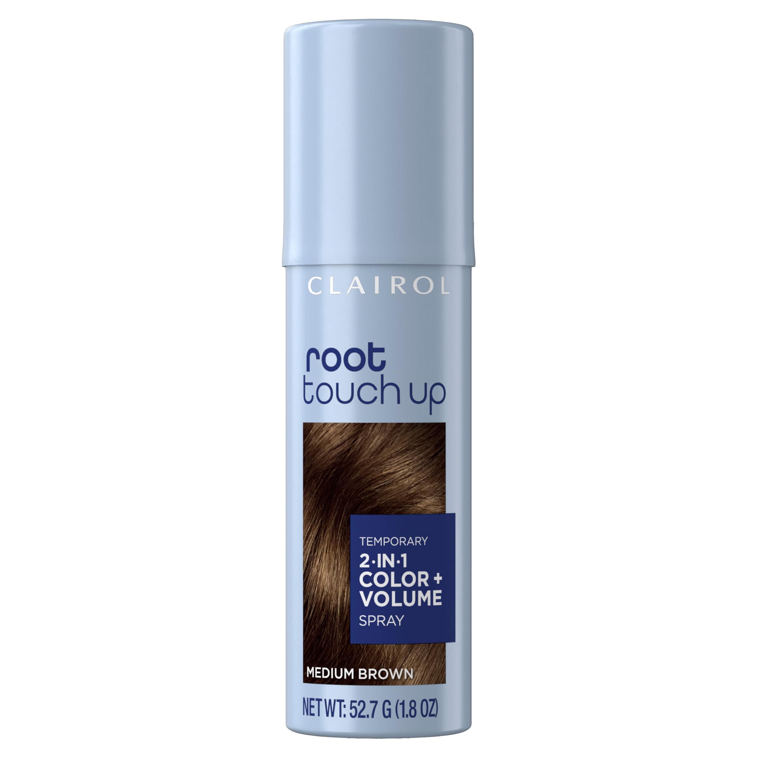 Clairol Root Touch-Up Color + Volume 2-in-1 Temporary Hair Coloring Spray, Medium Brown Hair Color, Pack of 1 - Packaging May Vary