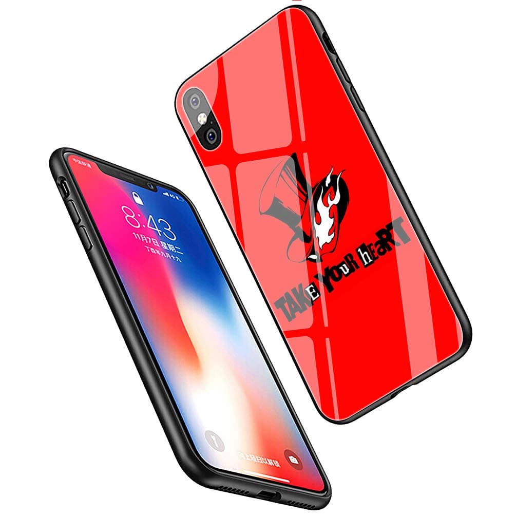 LiangChu 9H Tempered Glass iPhone XR Cases, LC-148 Persona 5 P5 Design Printing Shockproof Anti-Scratch Soft Silicone TPU Cover Phone Case for Apple iPhone XR