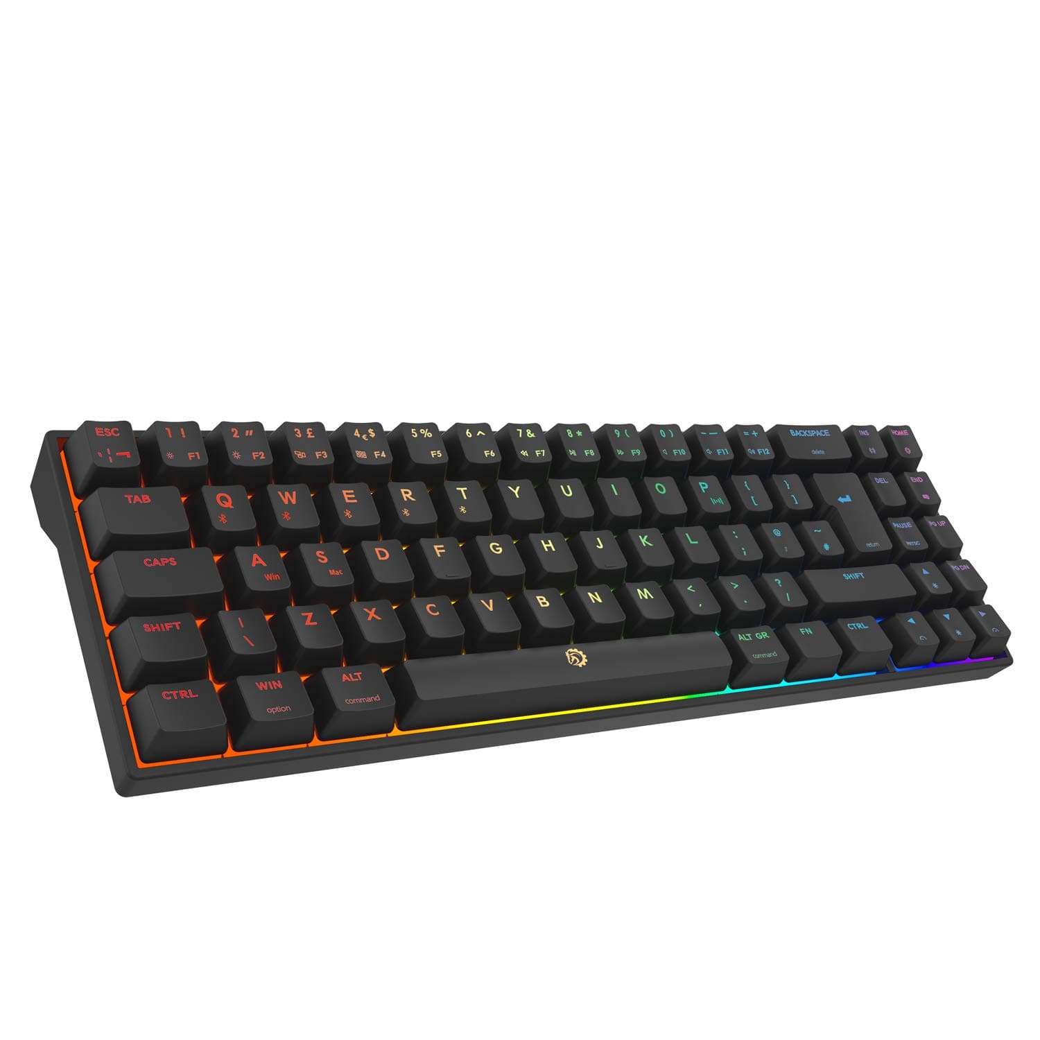 DREVO Calibur V2 PRO Bluetooth 5.1 Wireless RGB Mechanical Gaming Keyboard with Detachable USB-C Cable, Compatible with PC/Mac,72-Key Compact English UK Layout(Outemu Brown, Black)