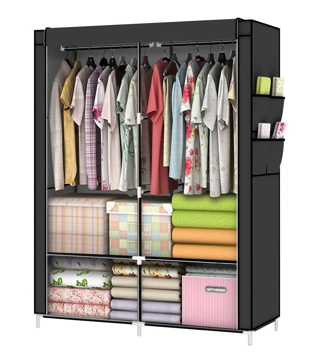 YOUUD Wardrobe Storage Closet Clothes Portable Wardrobe Storage Closet Portable Closet Organizer Portable Closets Wardrobe Closet Organizer Shelf Wardrobe Clothes Organizer Standing Closet Gray
