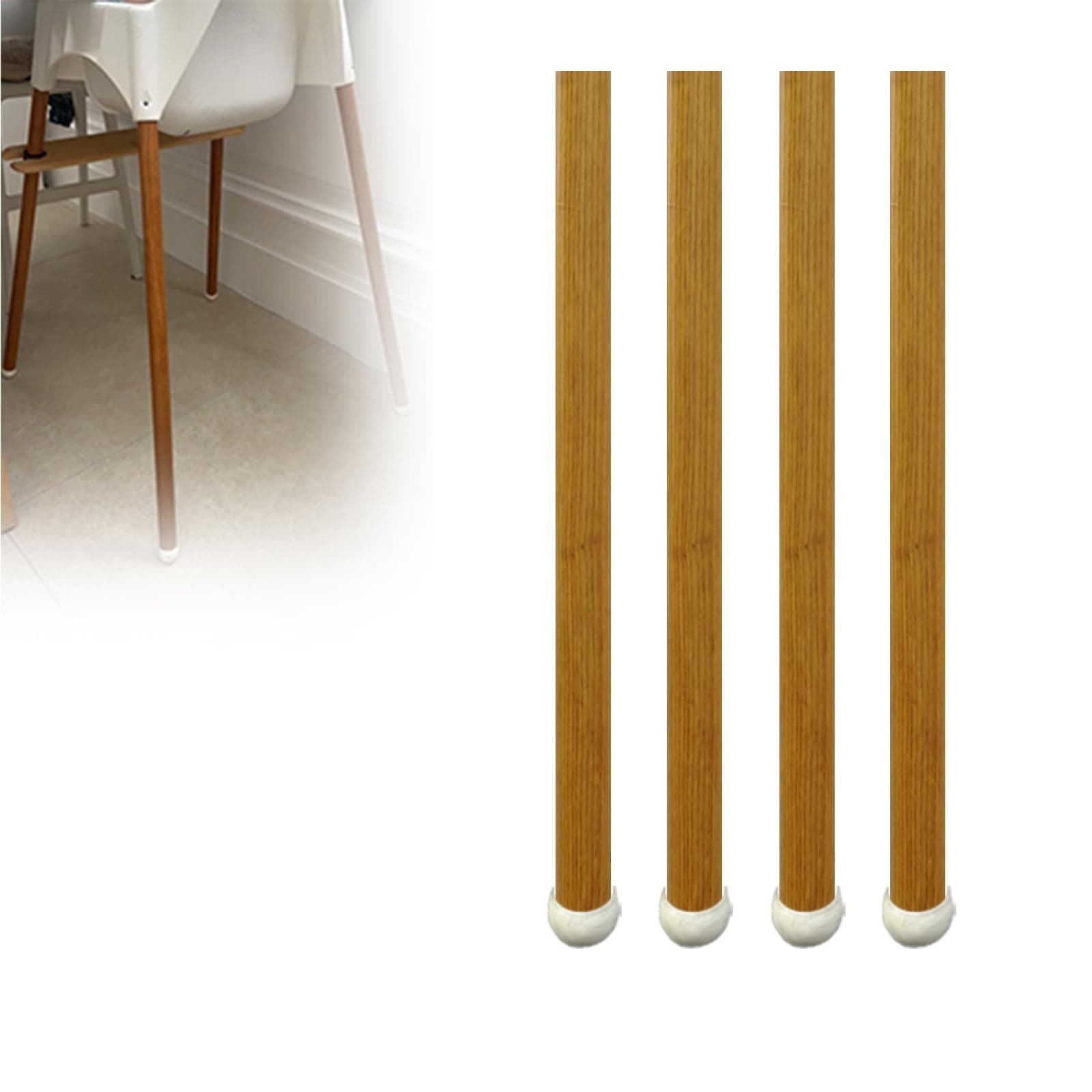 YYRZZ Highchair Decorative Leg Wraps, 4 Pcs Bamboo Style Highchair Adhesive Strips High Chair Accessories High Chair Leg Wraps Sticker, Compatible with IKEA Antilop Highchair (Oak Pattern)
