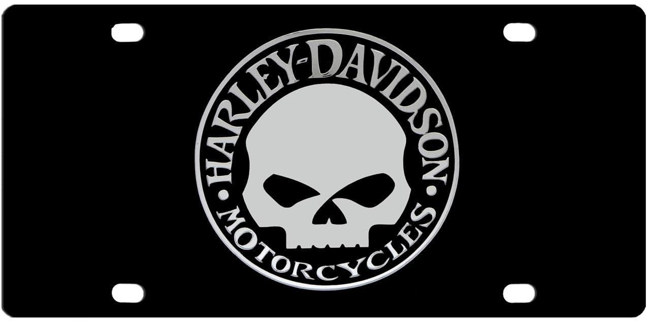Harley Davidson Acrylic License Plate - Chrome Willie G Skull Emblem