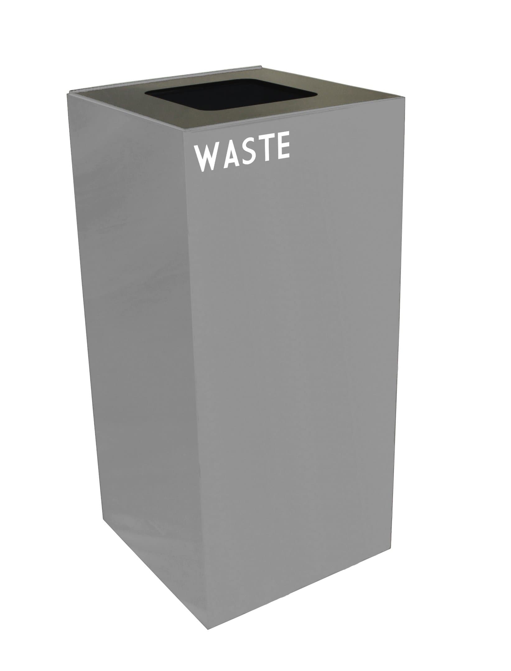 Witt Industries32GC03-SL Steel 32-Gallon Geo Cube Recycling Container, Square Opening, Legend "Waste", Square, 15" Width x 15" Depth x 32" Height, Slate
