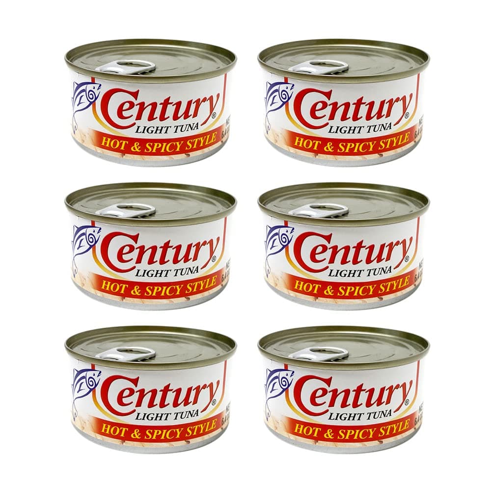 Century Tuna Hot & Spicy Flaked Light Tuna in Oil | High in Protein and Rich in Omega 3 DHA Canned Tuna, 4.9 Ounce (Pack of 6)