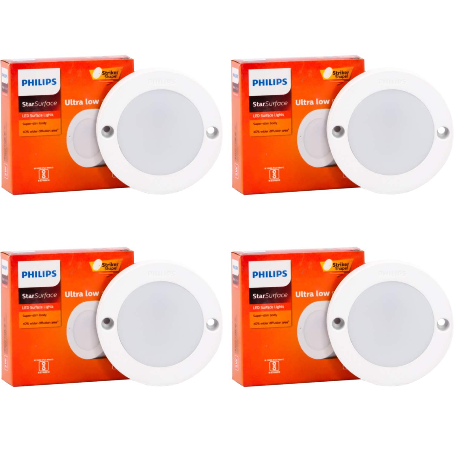 PHILIPS Plastic Star Surface 3 Watt Striker Shape Cabinet Light (Cool Day, White, Pack of 4)