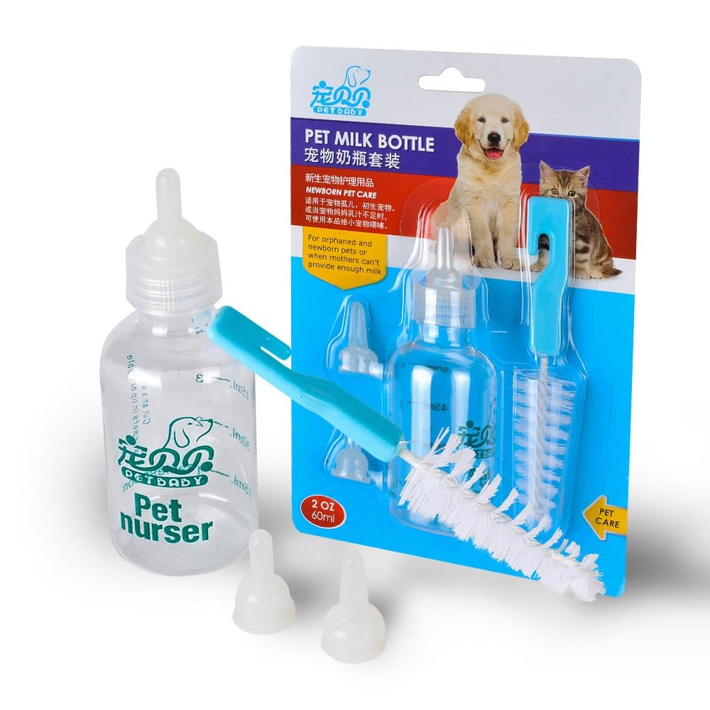 TIOVERY Pet Nursing Bottle,Cat Feeding Bottle Kit With Brush Nipples for Kittens & Small Animals