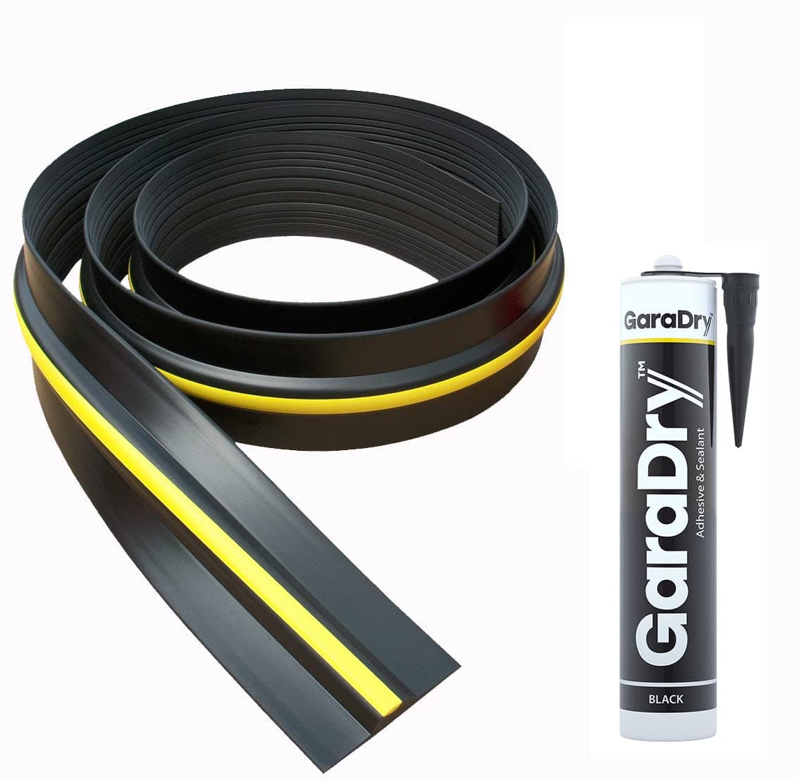 ½” High Garage Door Threshold Seal Kit 12’3” Length | Flexible PVC | Complete Kit Includes Adhesive | GaraDry