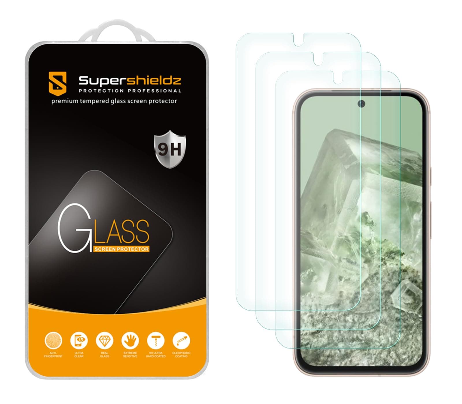 (3 Pack) Designed for Google Pixel 8a Tempered Glass Screen Protector, Anti Scratch, Bubble Free