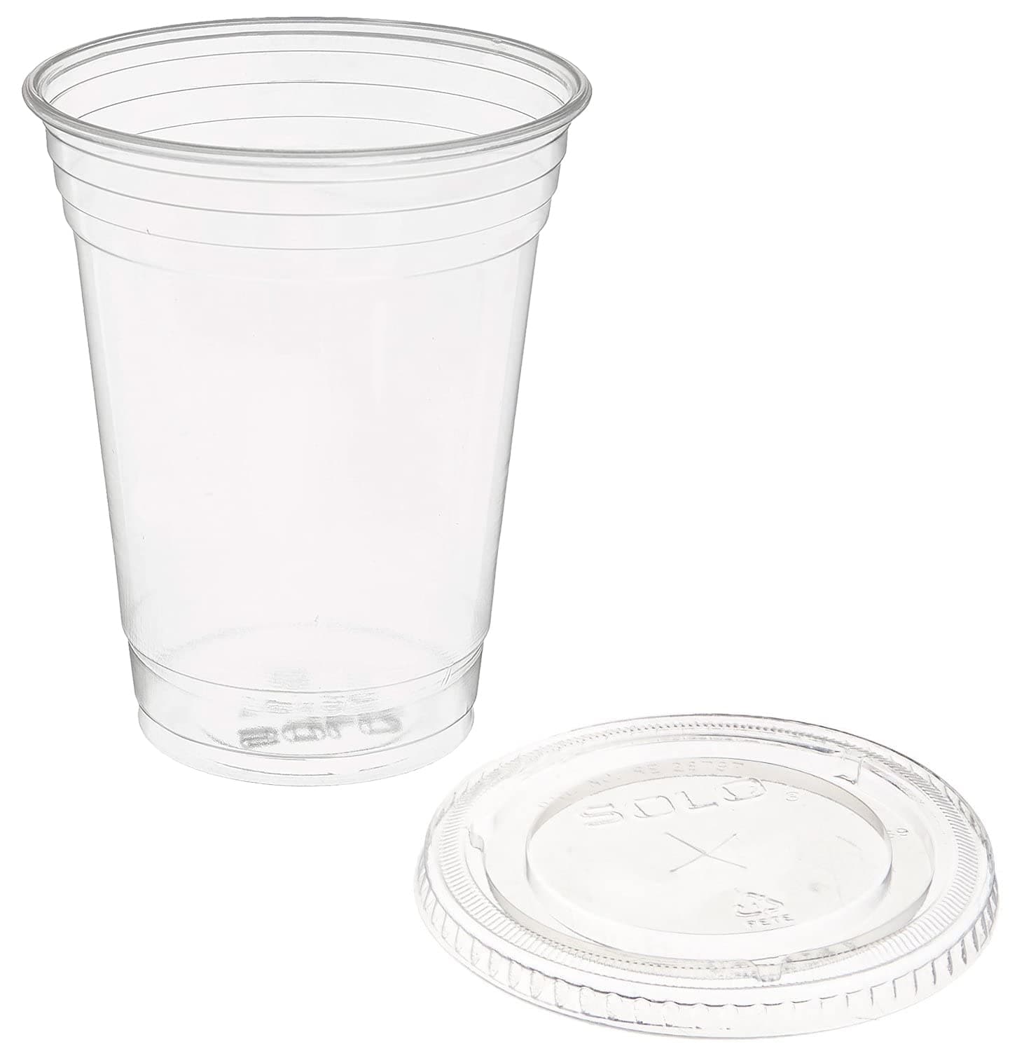 Dart Solo Clear Plastic Disposable Cups for Iced Coffee Bubble Boba Tea Smoothie, 16 oz, 50 Sets with Flat Lids