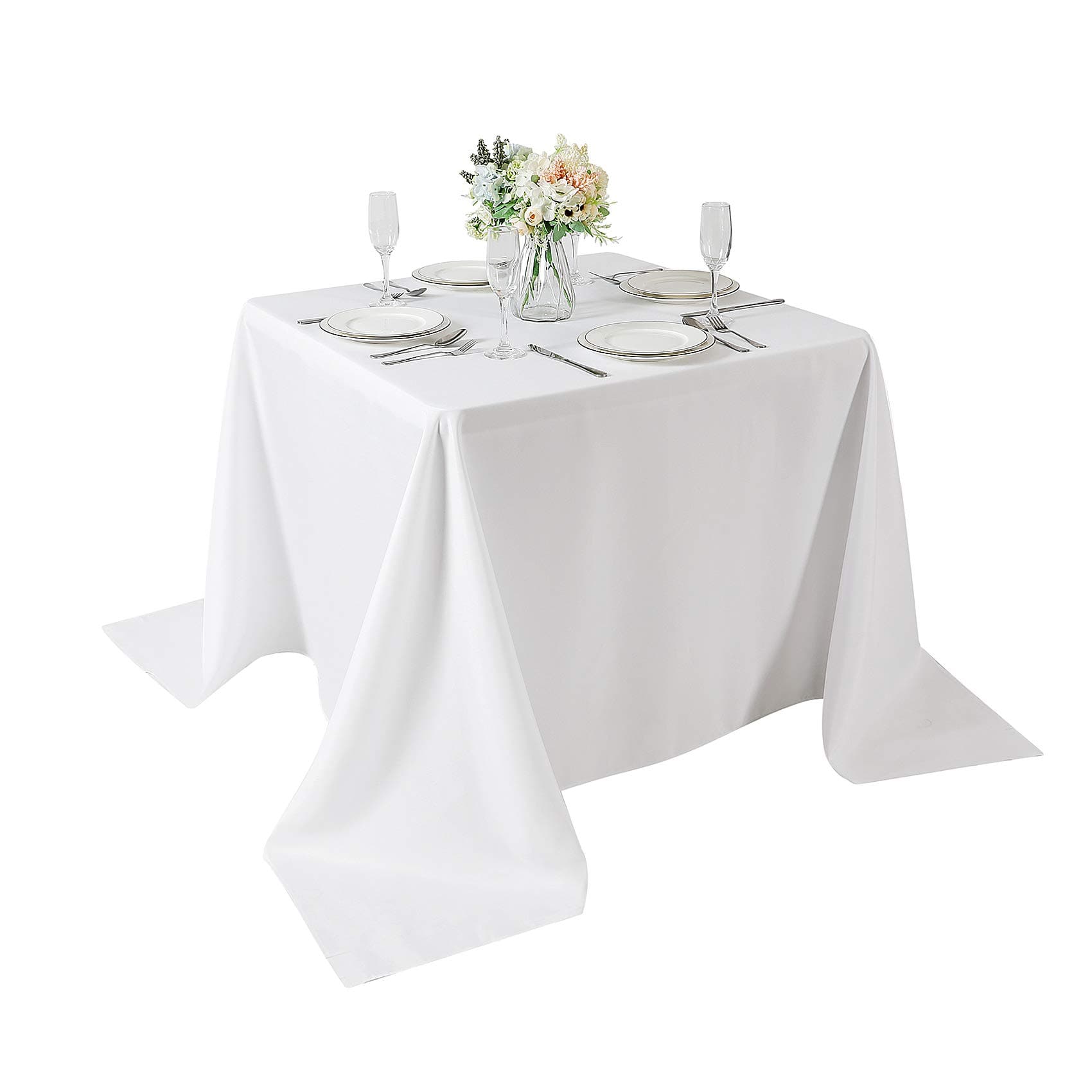 Cupuamon Square Tablecloth 90x90 inch Washable Polyester Fabric Table Cloth for Wedding Party Dining Banquet Decoration(90x90,White)