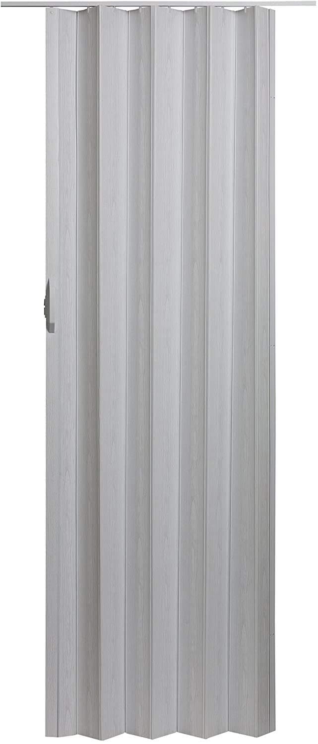 LTL Home Products Via 36 by 80 Inch Vinyl Panel Single Folding Accordion Door with Flexible Hinges for Home and Office Interiors, White Mist